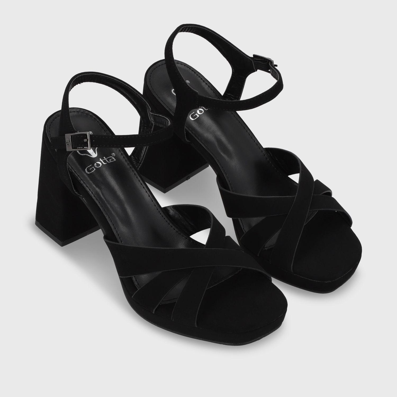 Sandalia Taco Negra Mujer 45902 Gotta-2