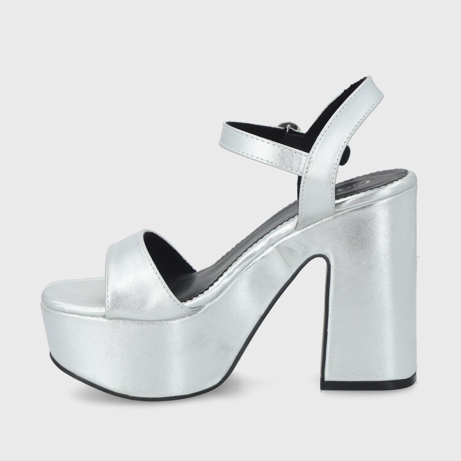 Sandalia Taco Plateada  Mujer 45910 Gotta-3