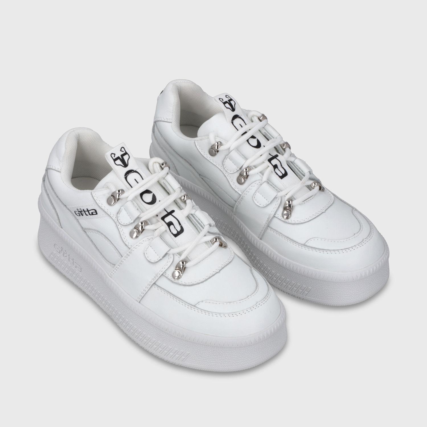 Zapatilla Plataforma Cuero Blanca Mujer 67311 Gotta-2