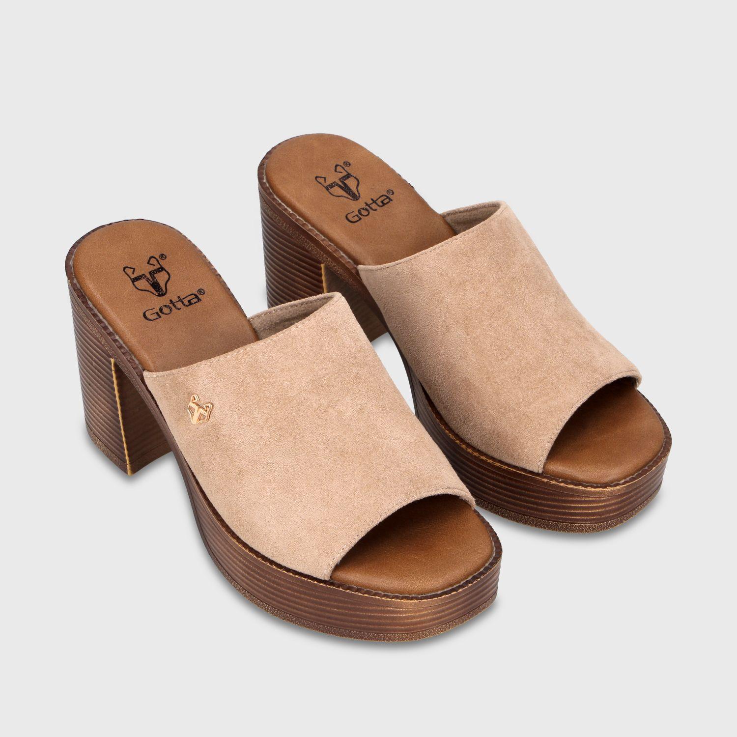 Sandalia Taco Beige Mujer 65920 Gotta-2