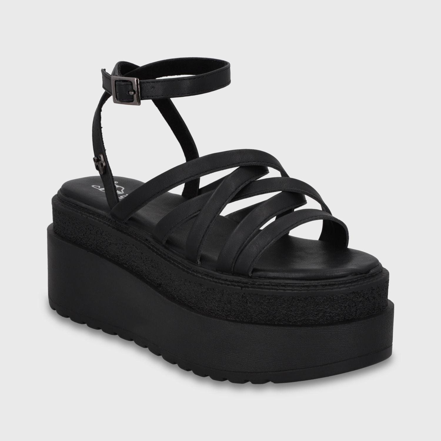 Sandalia Plataforma Negro Mujer 65931-1