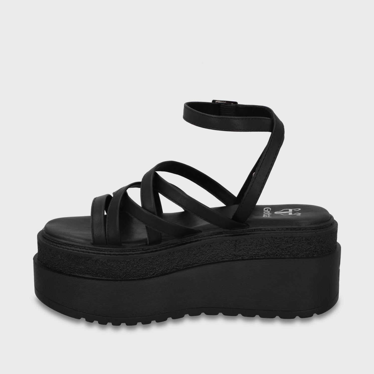 Sandalia Plataforma Negro Mujer 65931-3