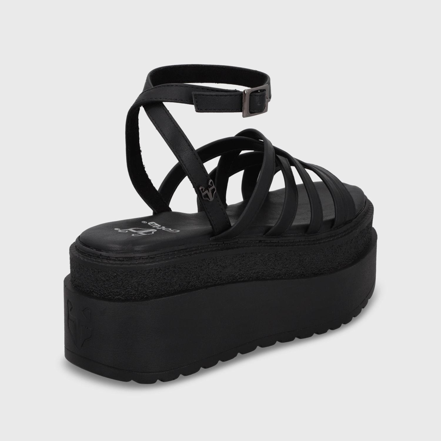 Sandalia Plataforma Negro Mujer 65931-4