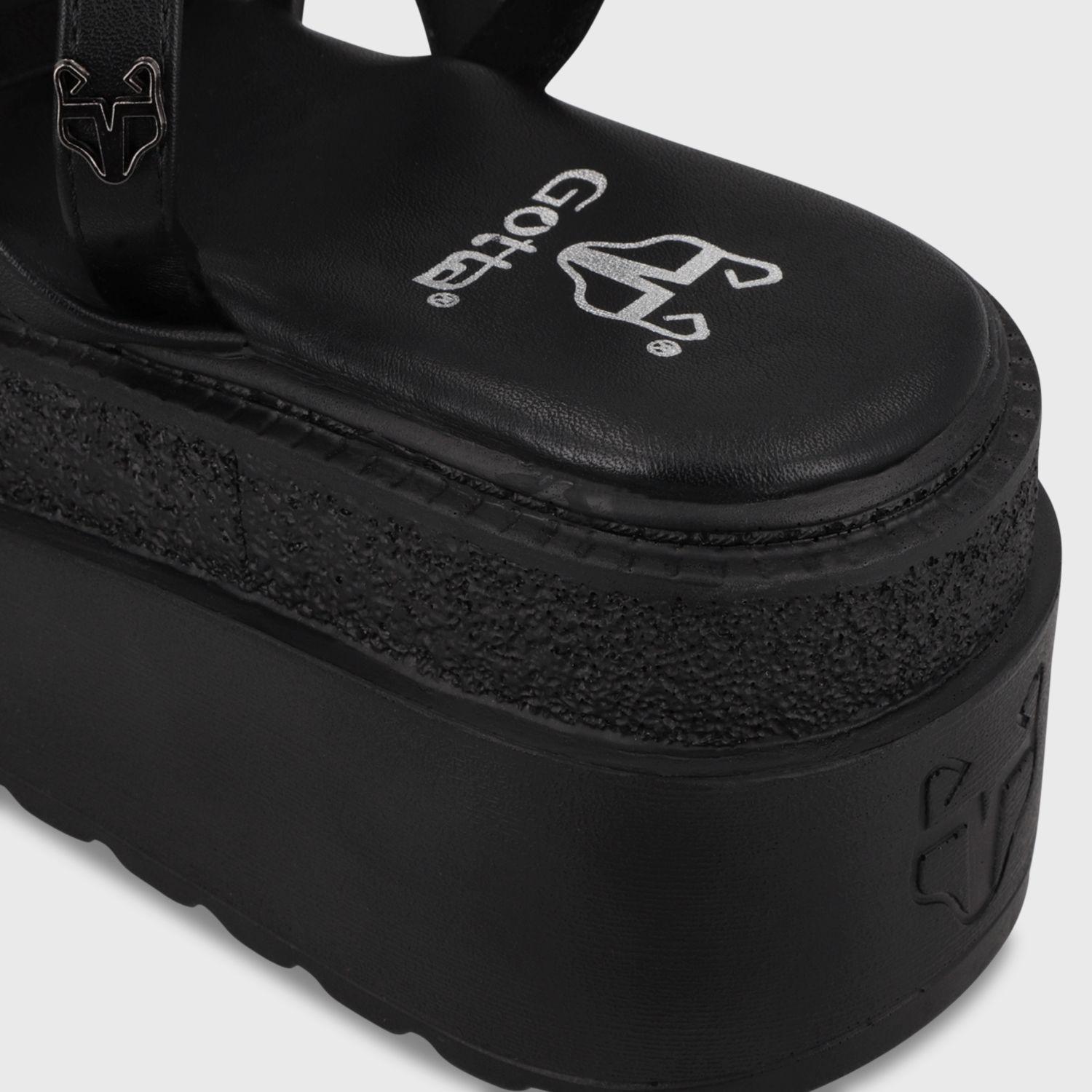 Sandalia Plataforma Negro Mujer 65931-5