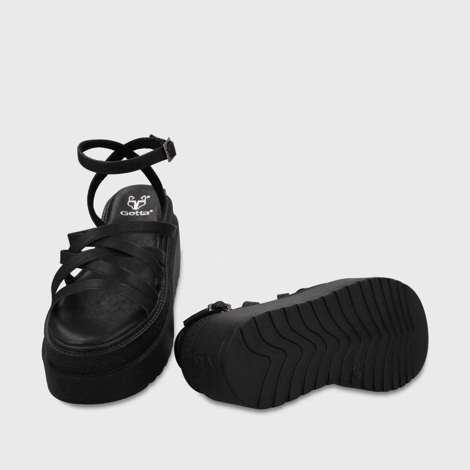 Sandalia Plataforma Negro Mujer 65931-6