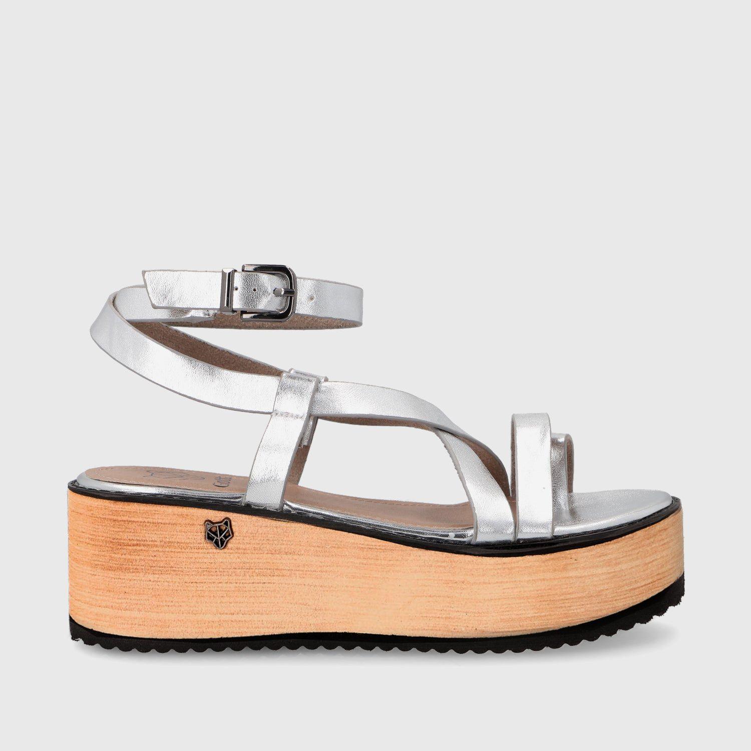 Sandalia Plataforma Plateada Mujer 15615 Gotta-0