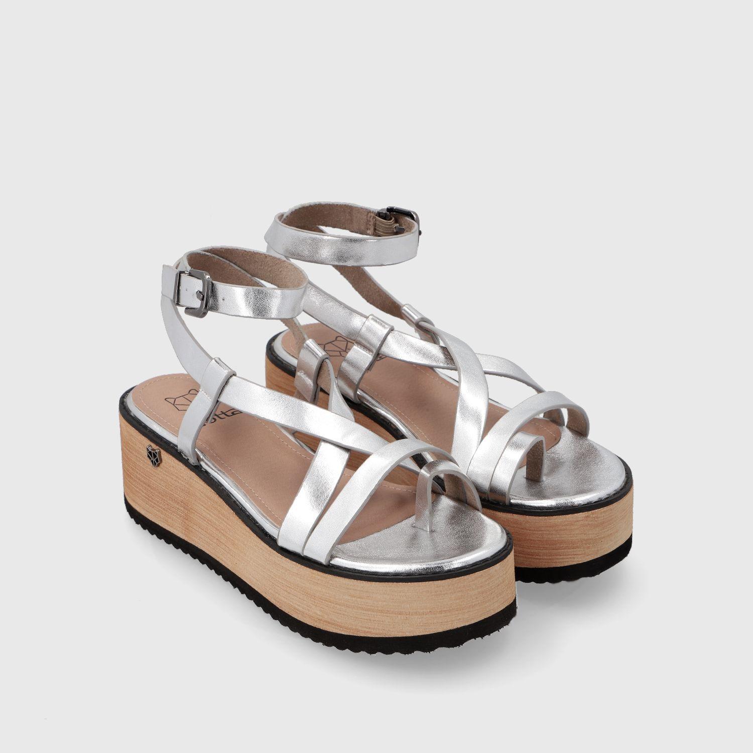Sandalia Plataforma Plateada Mujer 15615 Gotta-2