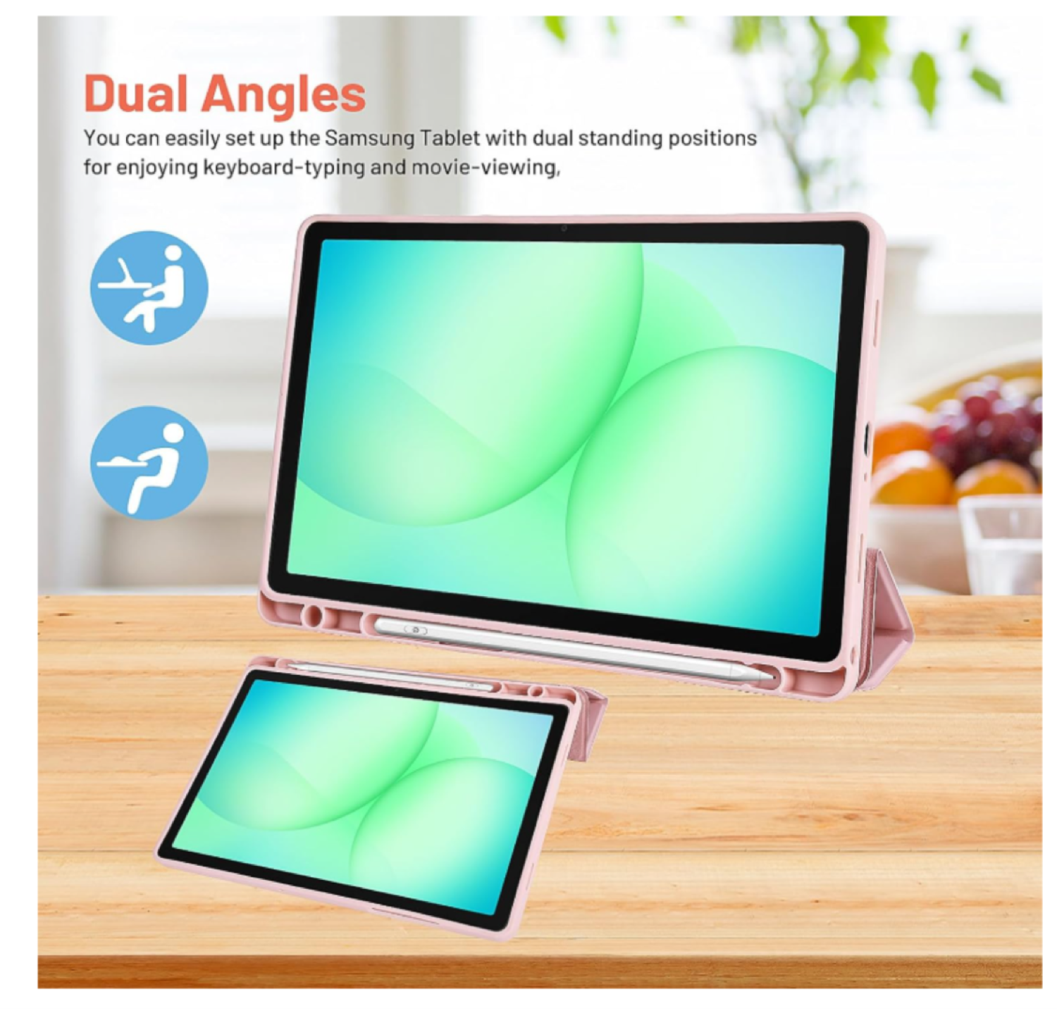 Funda Con Ranura Smartcover Para Tablet Samsung A11+ Rosa-3