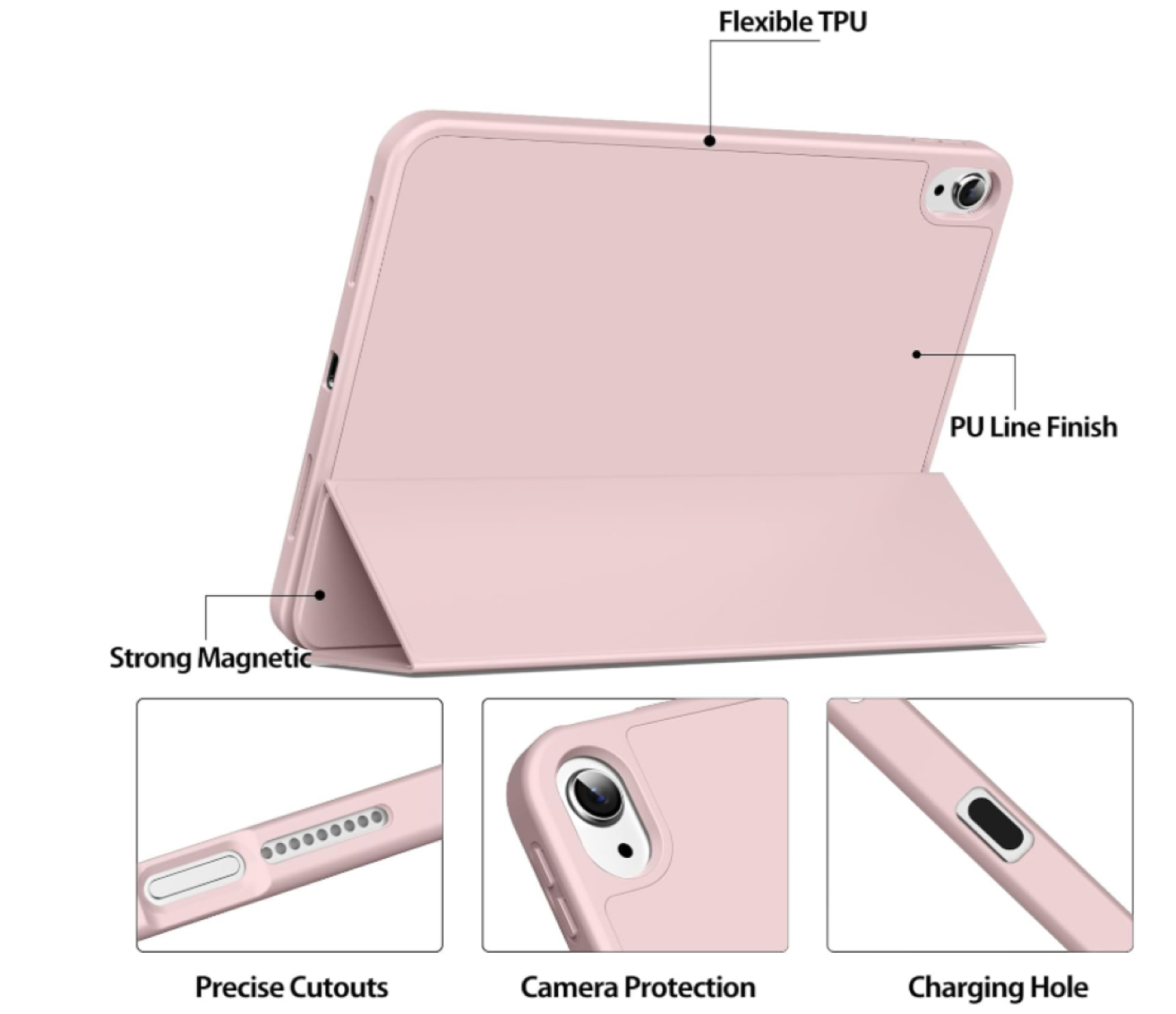 Carcasa Smart Cover Ranura Para iPad 10ma 10.9 Rosado-3