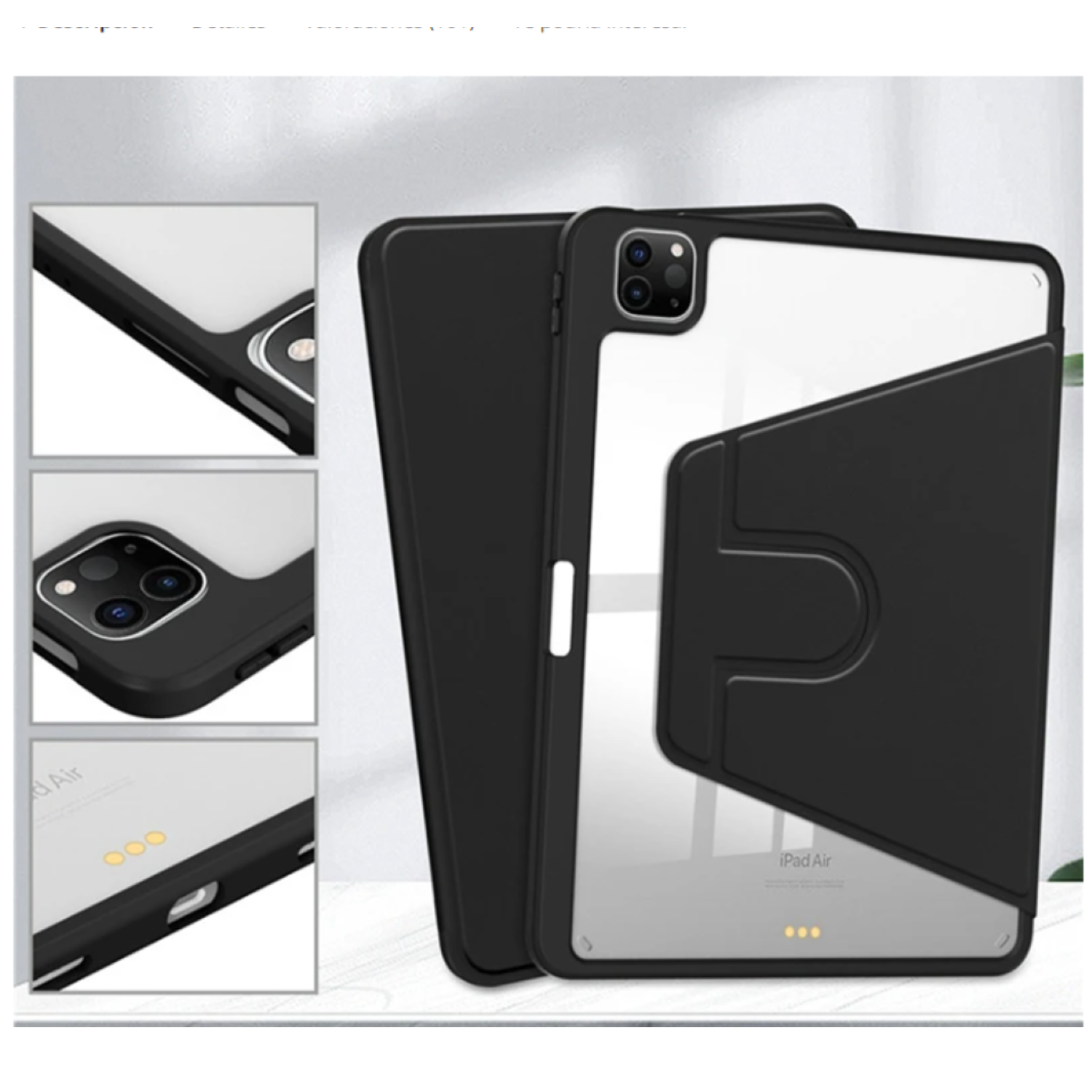 Carcasa Smart Cover Clear 360 Para iPad Pro 11 M5 2025 Negro-3