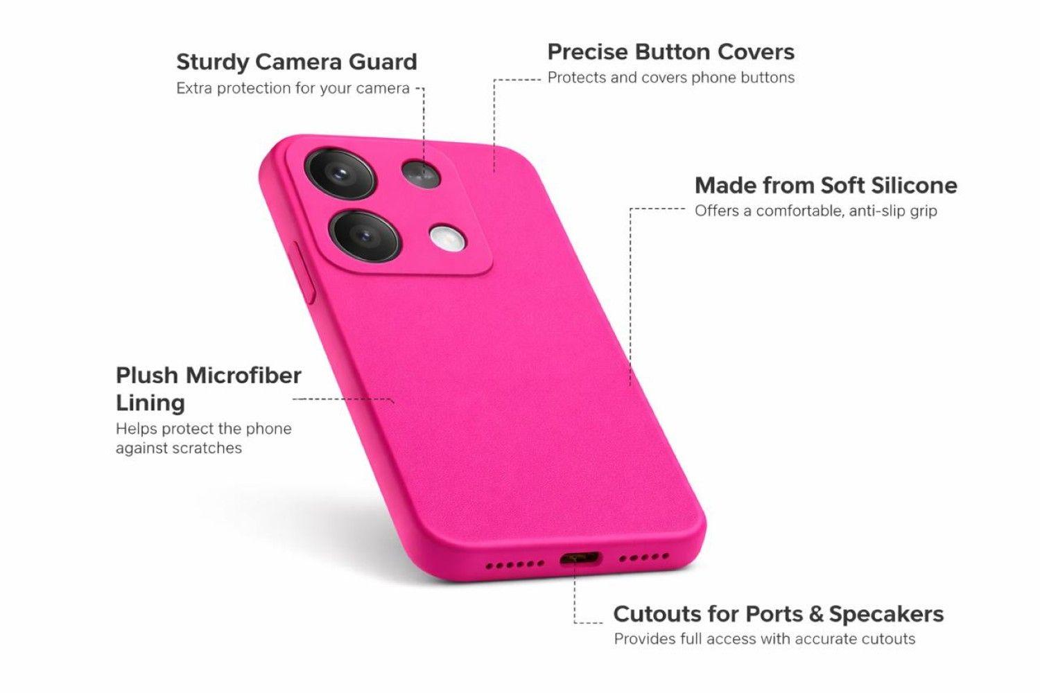 Carcasa Funda Para Xiaomi 15c 5g Silicona Color Fucsia-3
