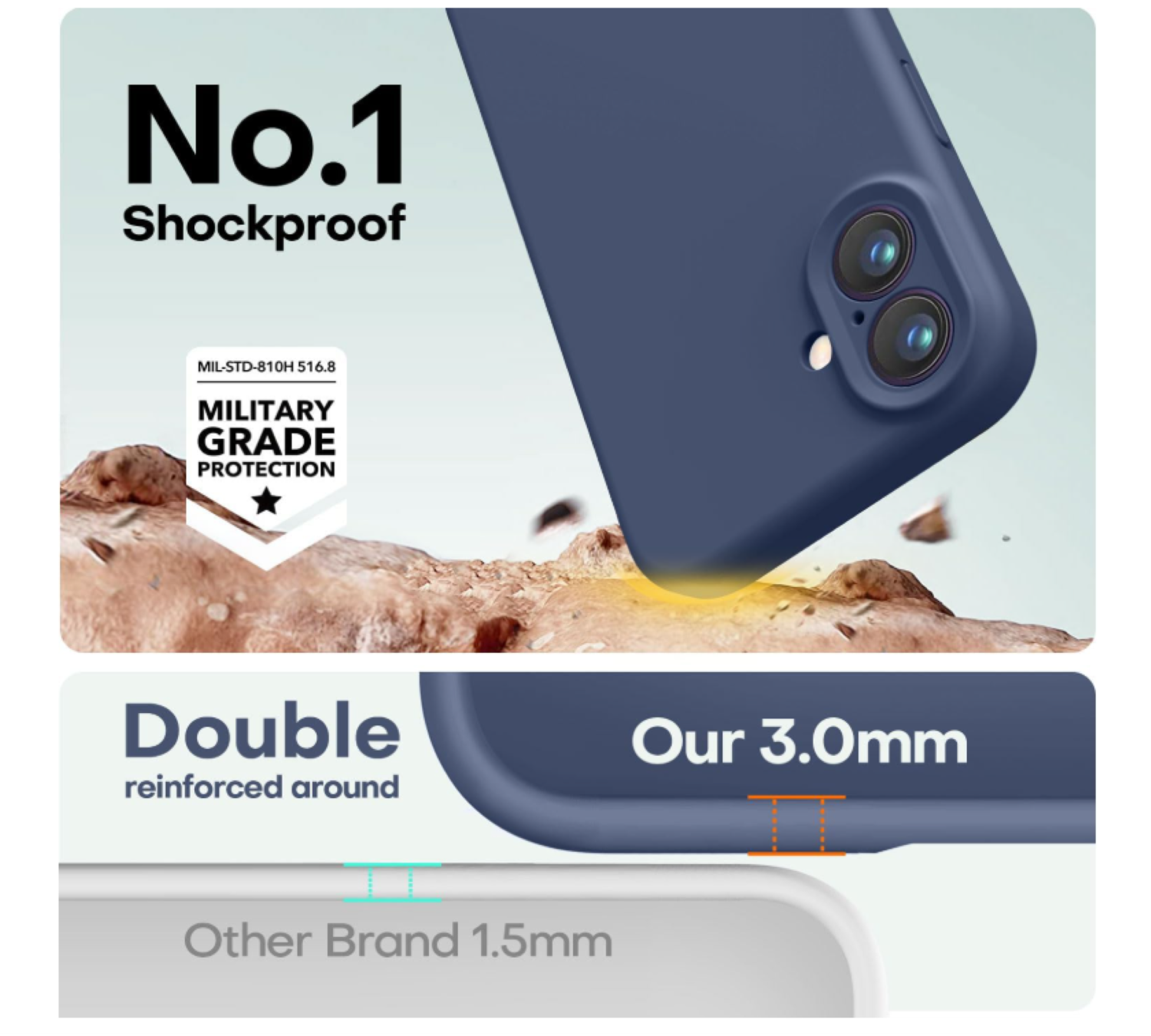 Carcasa Funda Para iPhone 17 Silicona Azul-1