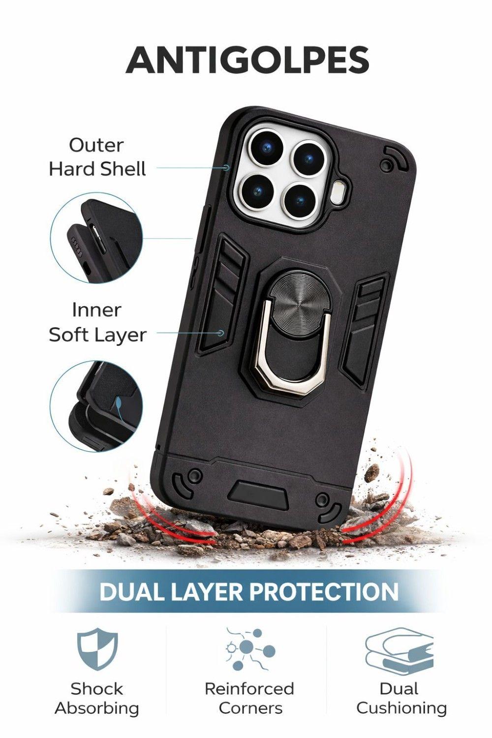 Carcasa Para Xiaomi 15t Anti Golpes Anillo Negro-3