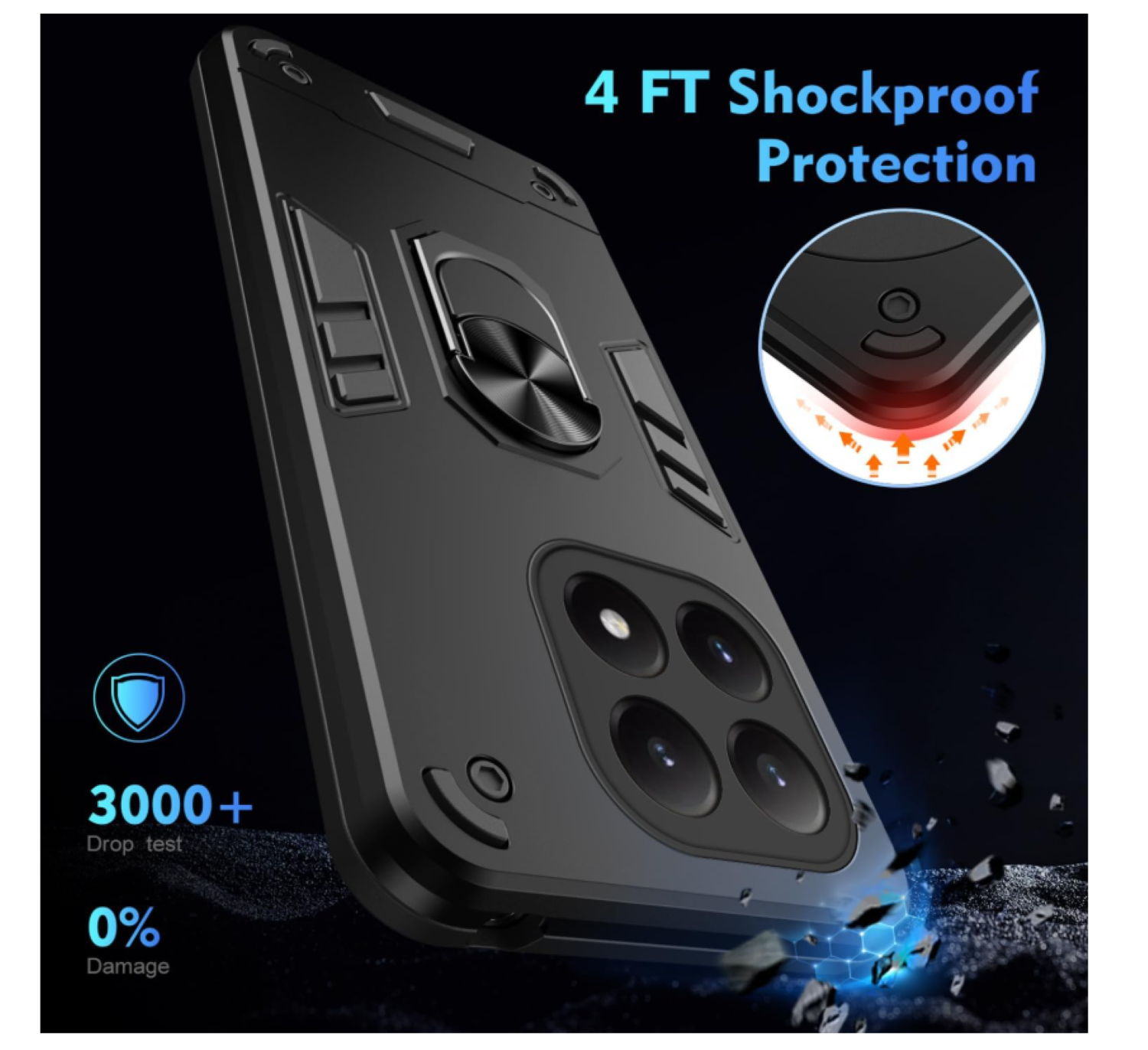 Carcasa Para Honor Magic7 Lite Anti Golpes Anillo Negro-4