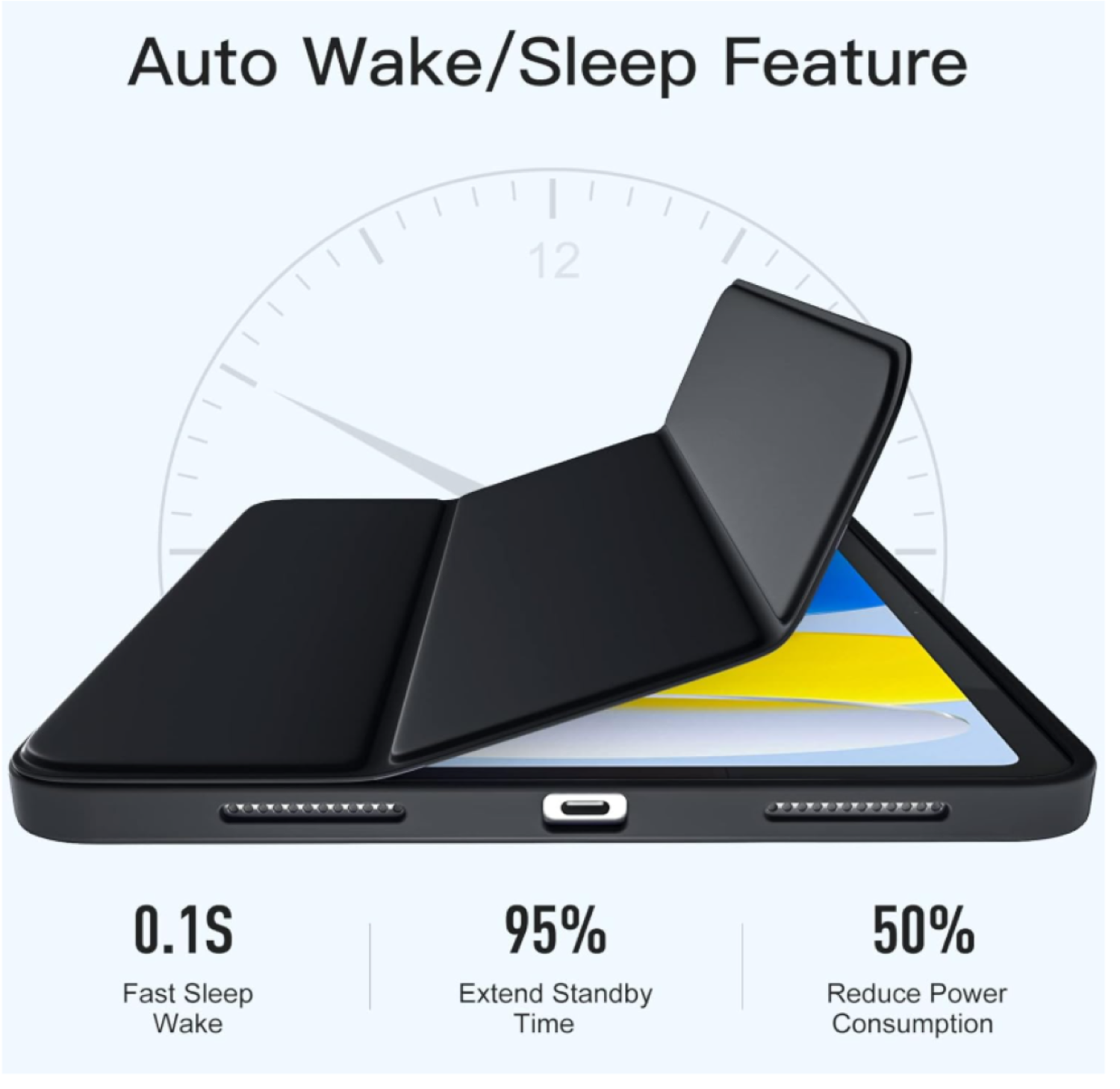 Carcasa Smart Cover Ranura Para iPad 10ma 10.9 Negro-4
