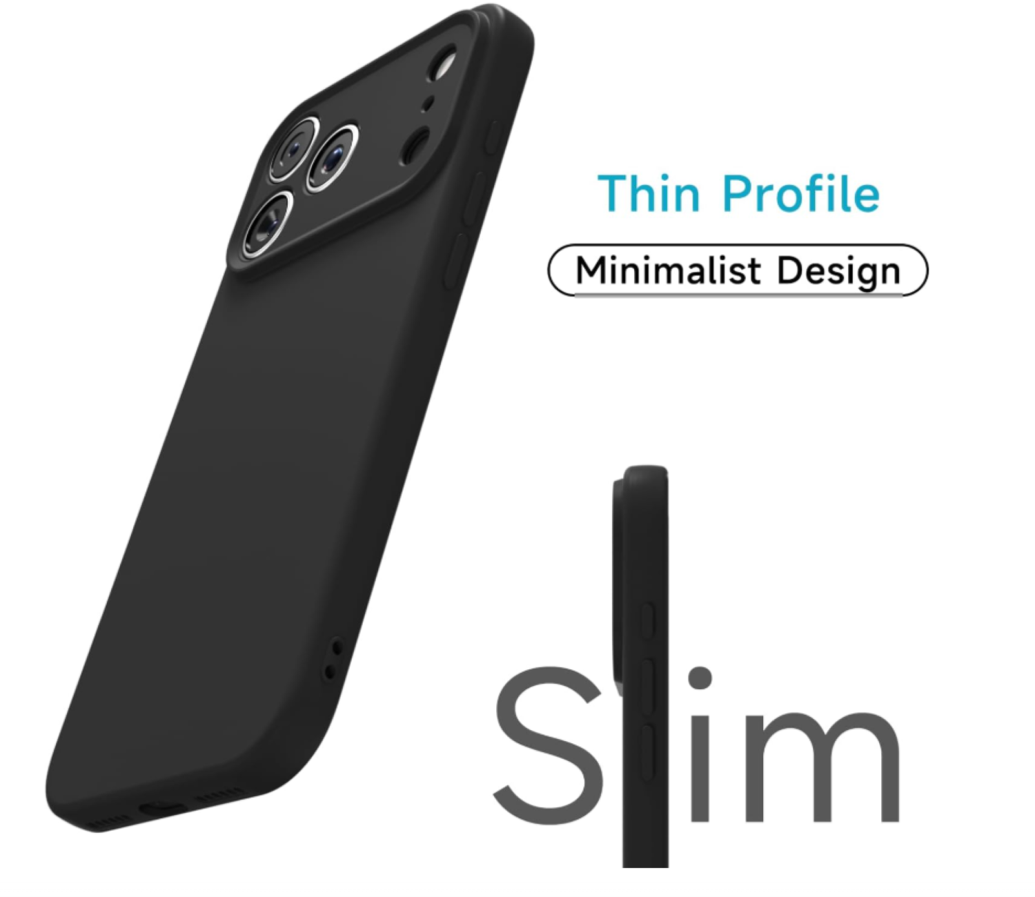 Carcasa Funda Para iPhone 17 Pro Silicona Negro-3