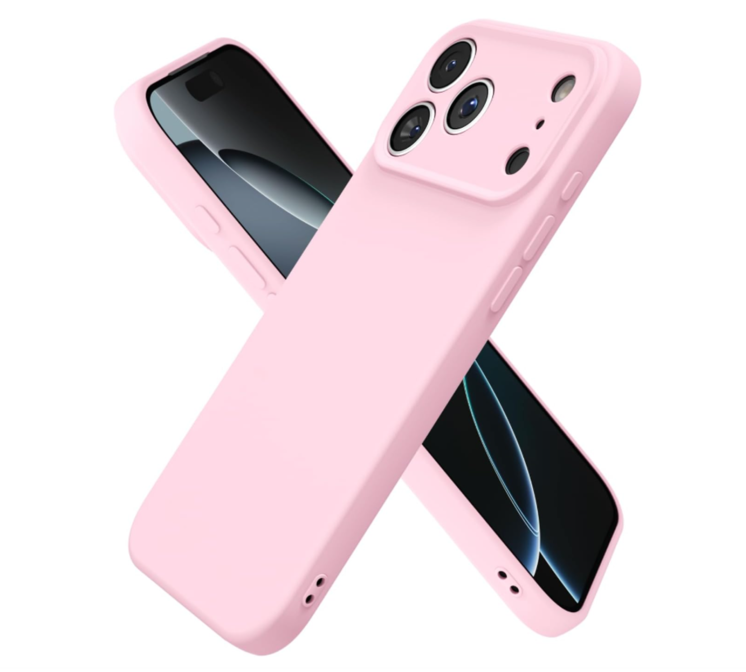 Carcasa Funda Para iPhone 17 Pro Silicona Rosado + Mica-1