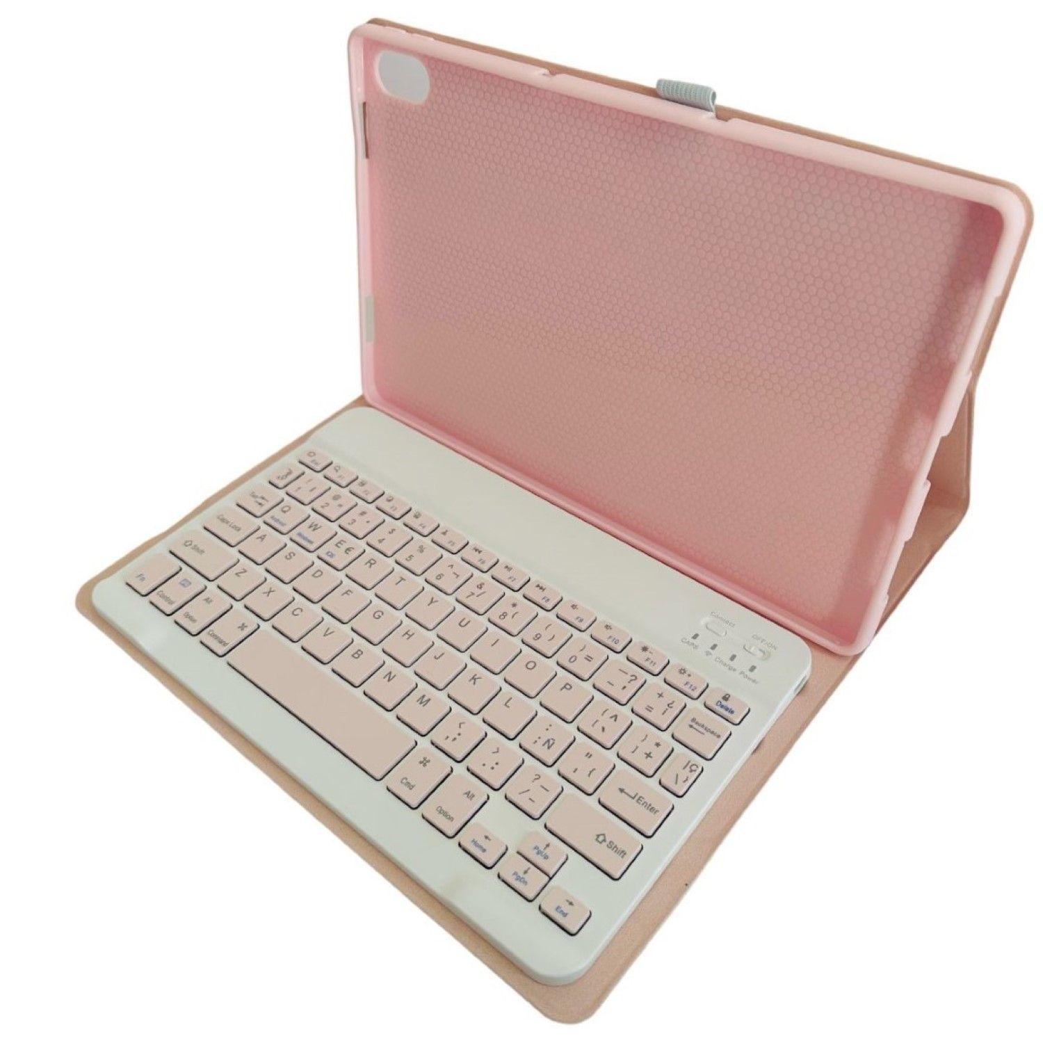 Funda Con Teclado Rosado Para Lenovo Tab P11 11 En Español  J606-0