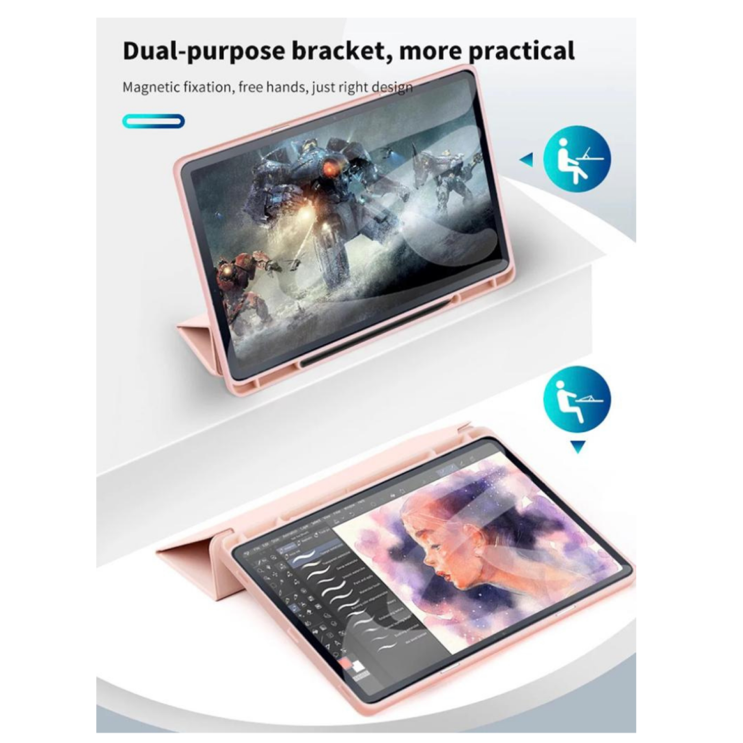 Funda Carcasa Ranura Para Samsung Tab S10 Fe+ 13.1 Rosado-2