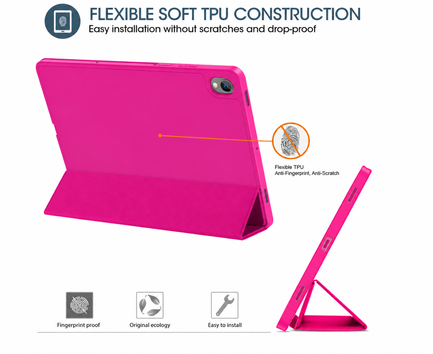 Carcasa Smart Cover Ranura Para Tablet Samsung S11 11 Fucsia-3
