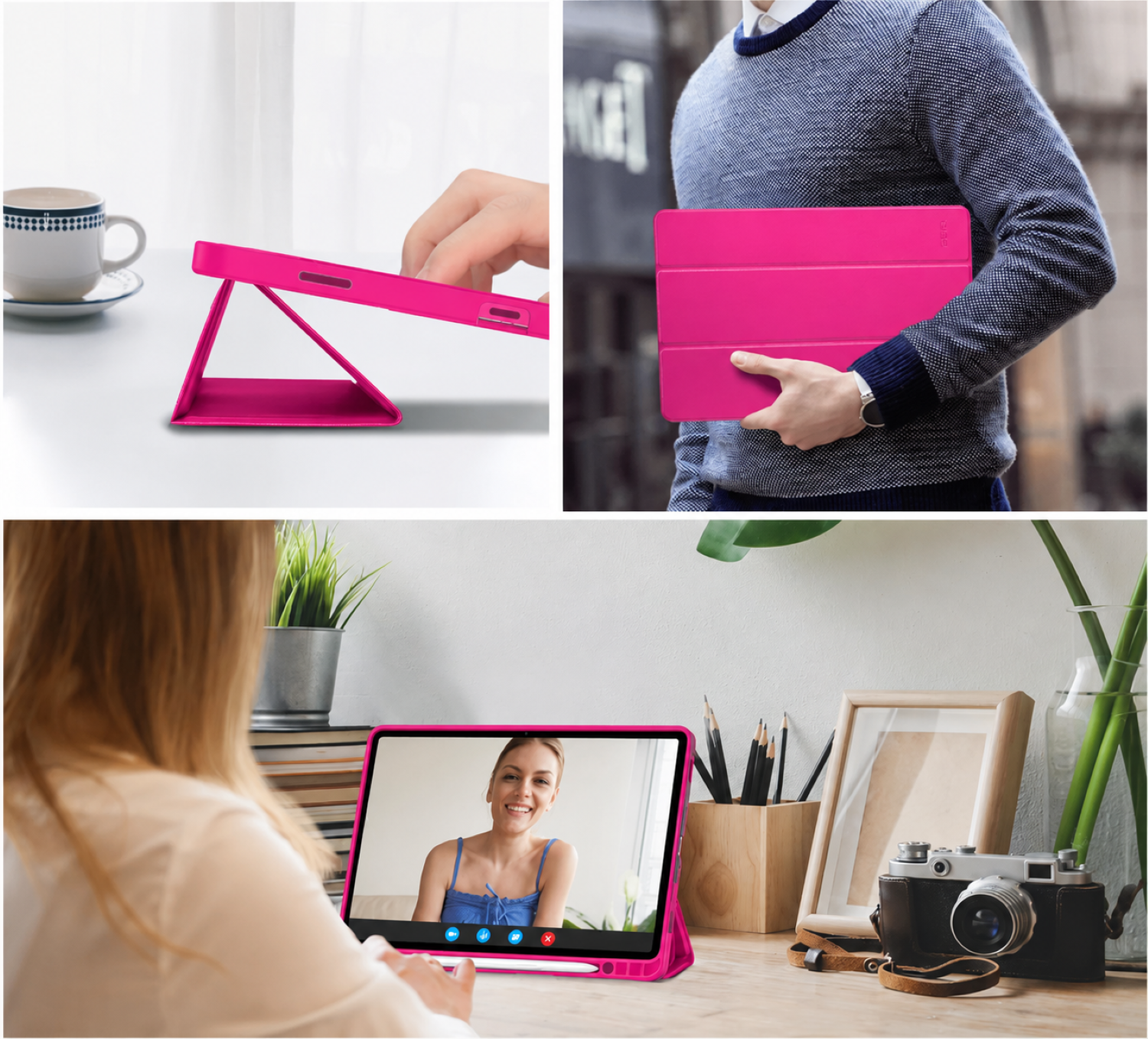 Carcasa Smart Cover Ranura Para Tablet Samsung S11 11 Fucsia-5