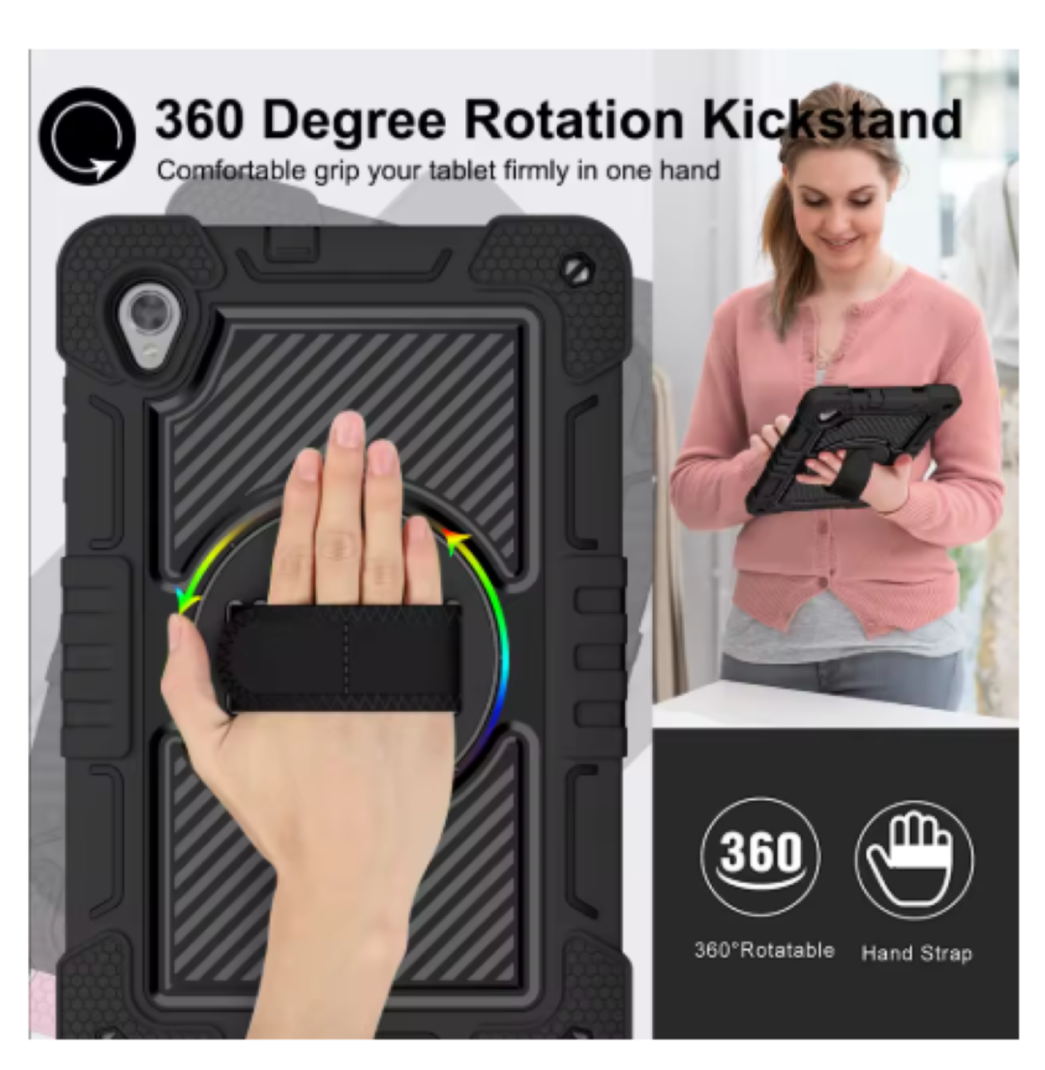 Funda Carcasa Antigolpes 360 Para iPad Air 4ta5ta Con Correa-2
