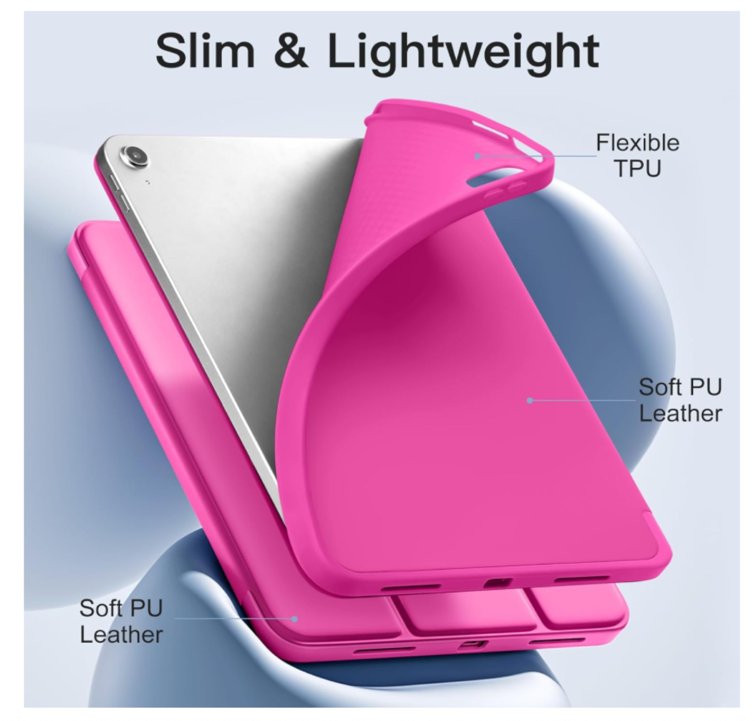 Carcasa Smart Cover Ranura Para iPad Air 11 M4 2026 Fucsia-1