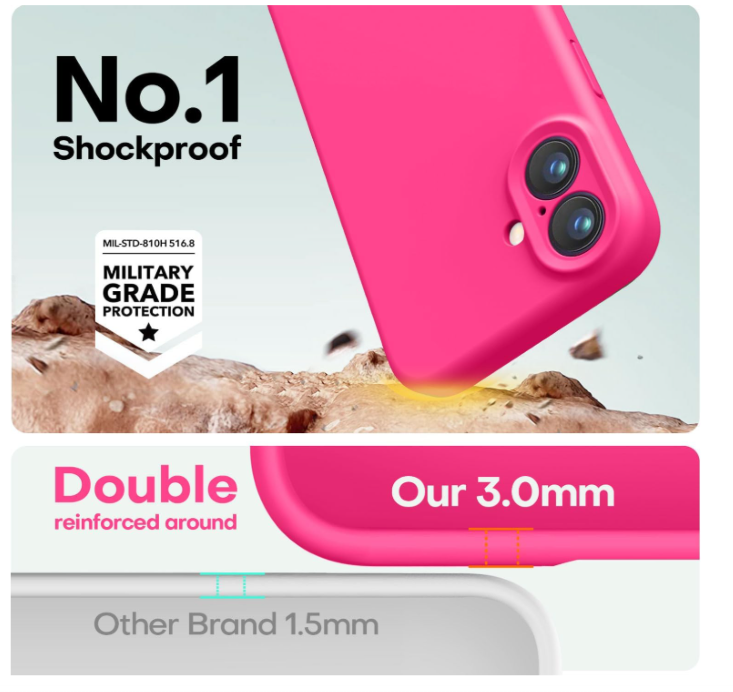 Carcasa Funda Para iPhone 17 Silicona Fucsia-3