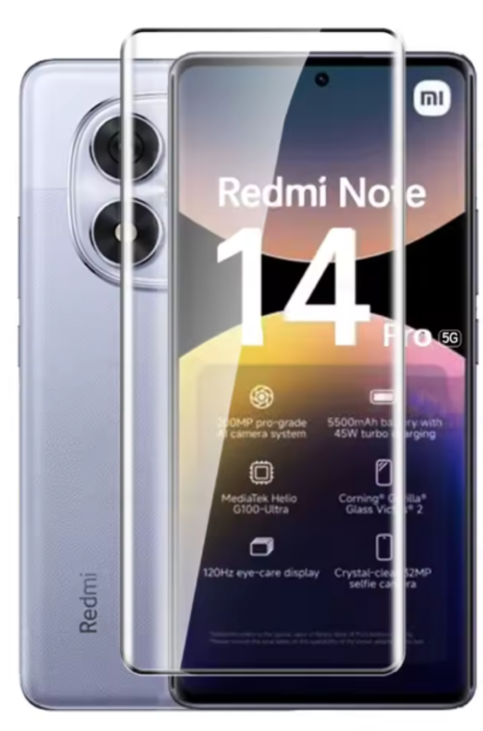 Lámina Completa Vidrio Curvo Para Xiaomi Redmi Note 14 Pro+-0