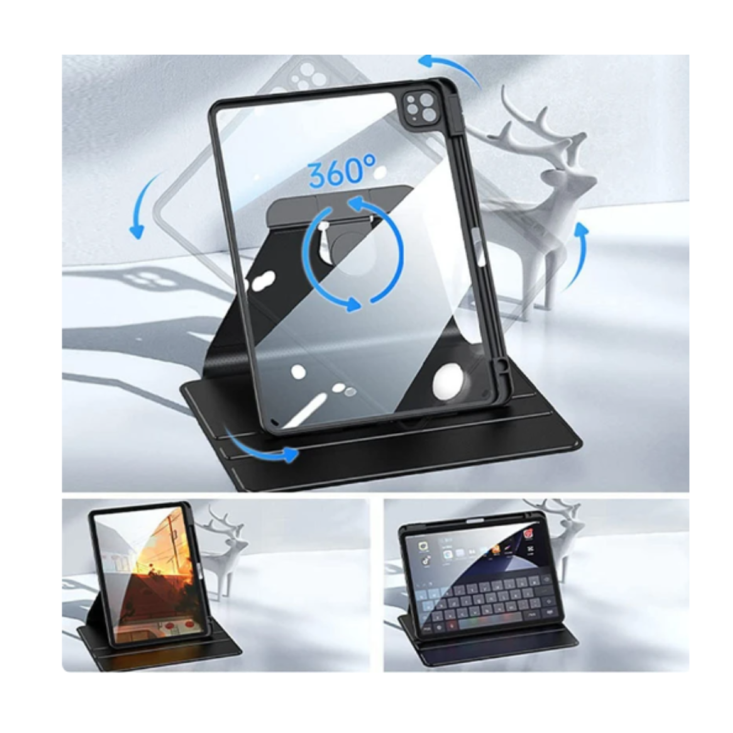 Carcasa Smart Cover Clear 360 Para iPad A16 11th Gene 11 Negro-3