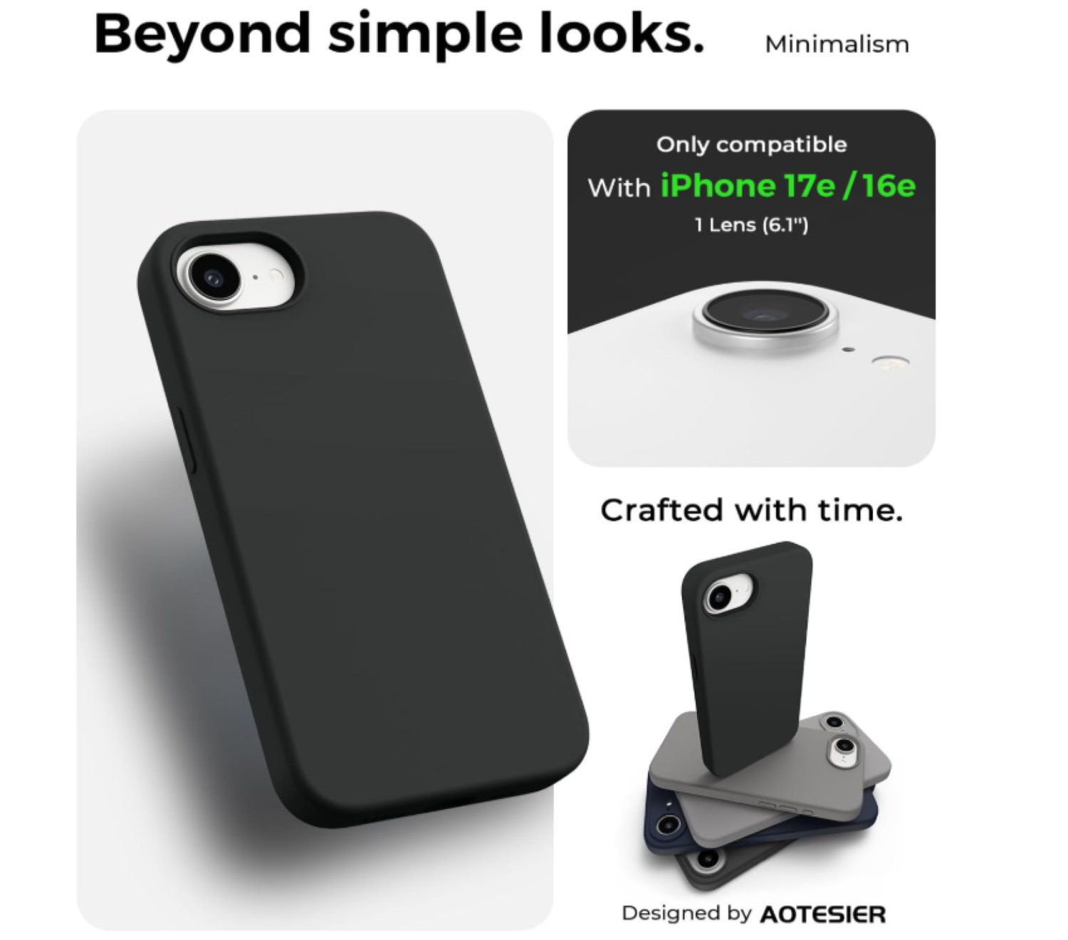 Carcasa Funda Para iPhone 16e/ 17e Silicona Negro-5