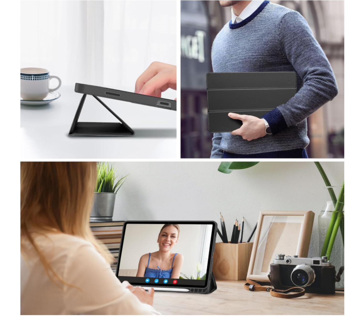 Carcasa Smart Cover Ranura Para Tablet Samsung S11 11 Negro-5