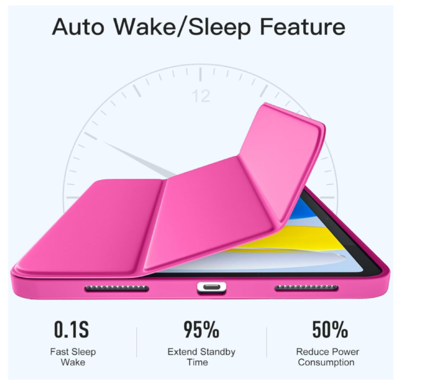 Carcasa Smart Cover Ranura Compatible Con iPad A16 11th 2025 Fucsia-3