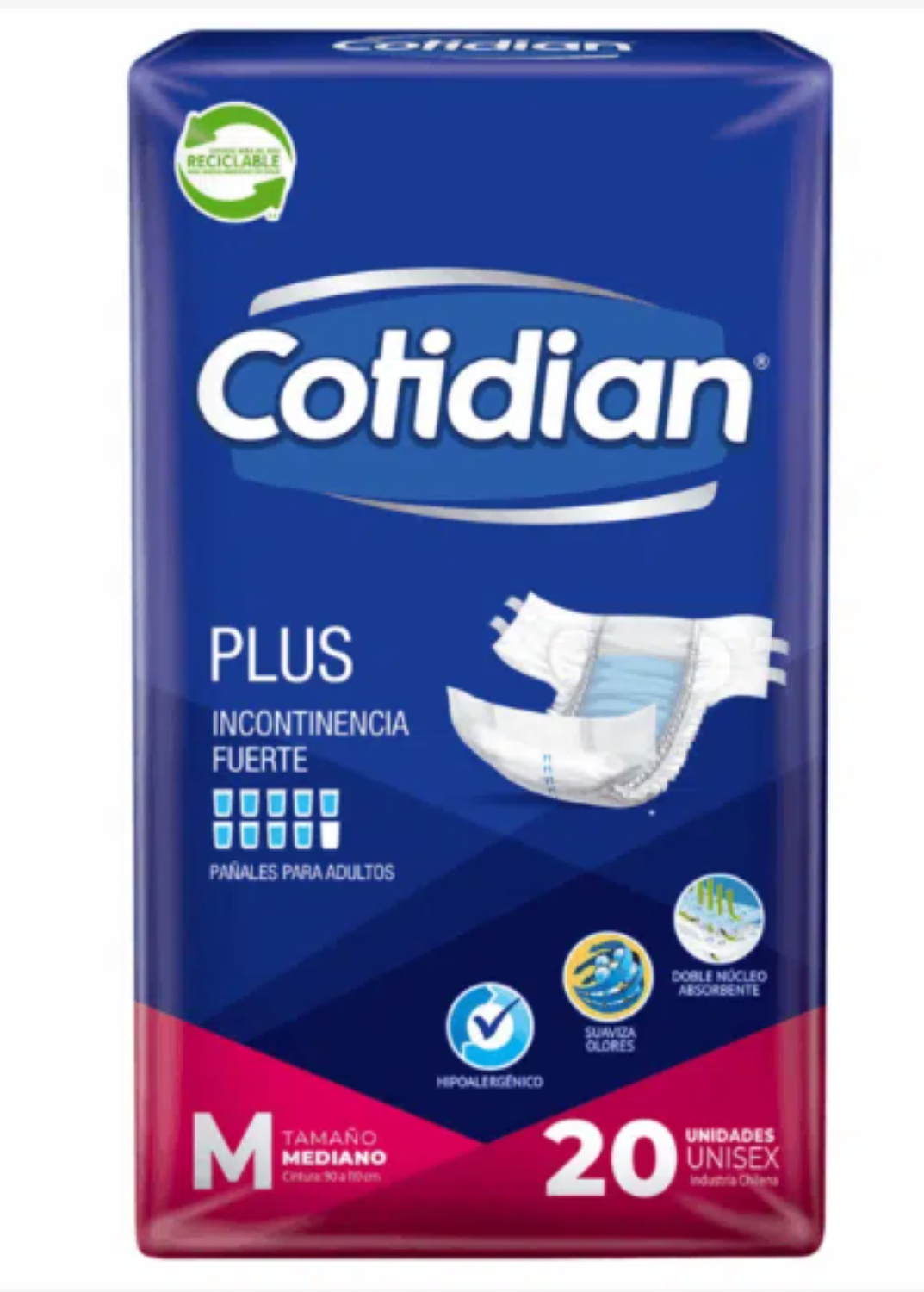 Pañales De Adulto Mayor Plus Tamaño Mediano 20 unid Mediano Cotidian-1