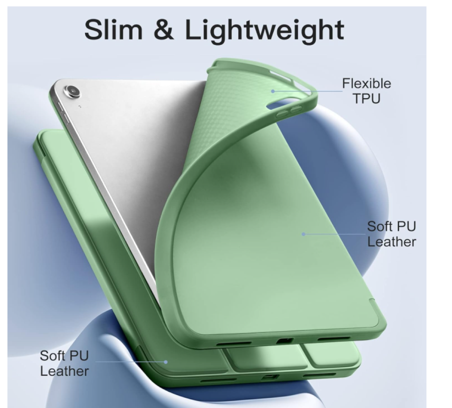 Carcasa Smart Cover Ranura Para iPad 10ma 10.9 Verde-2