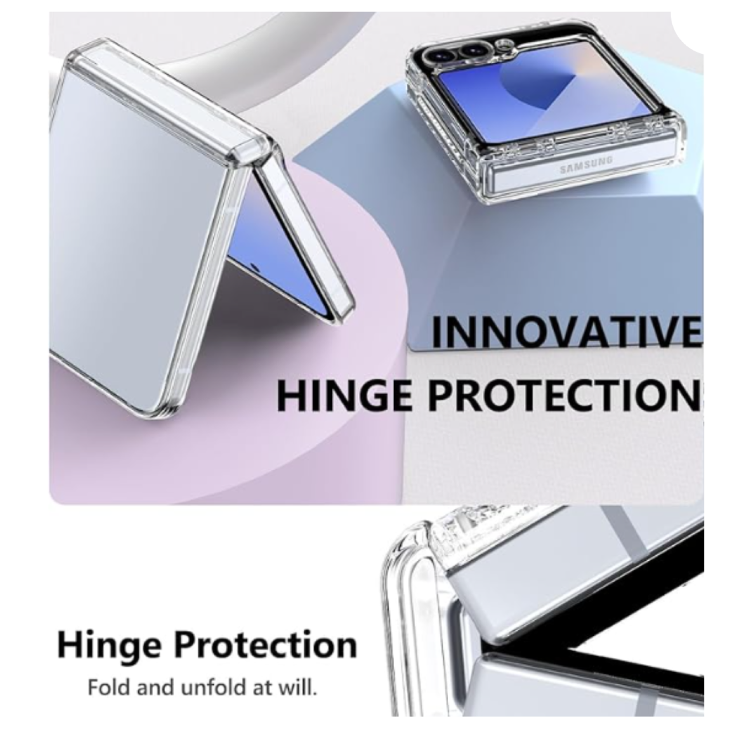 Carcasa Para Samsung Z Flip 7 FE Transparente Con Bisagra-3