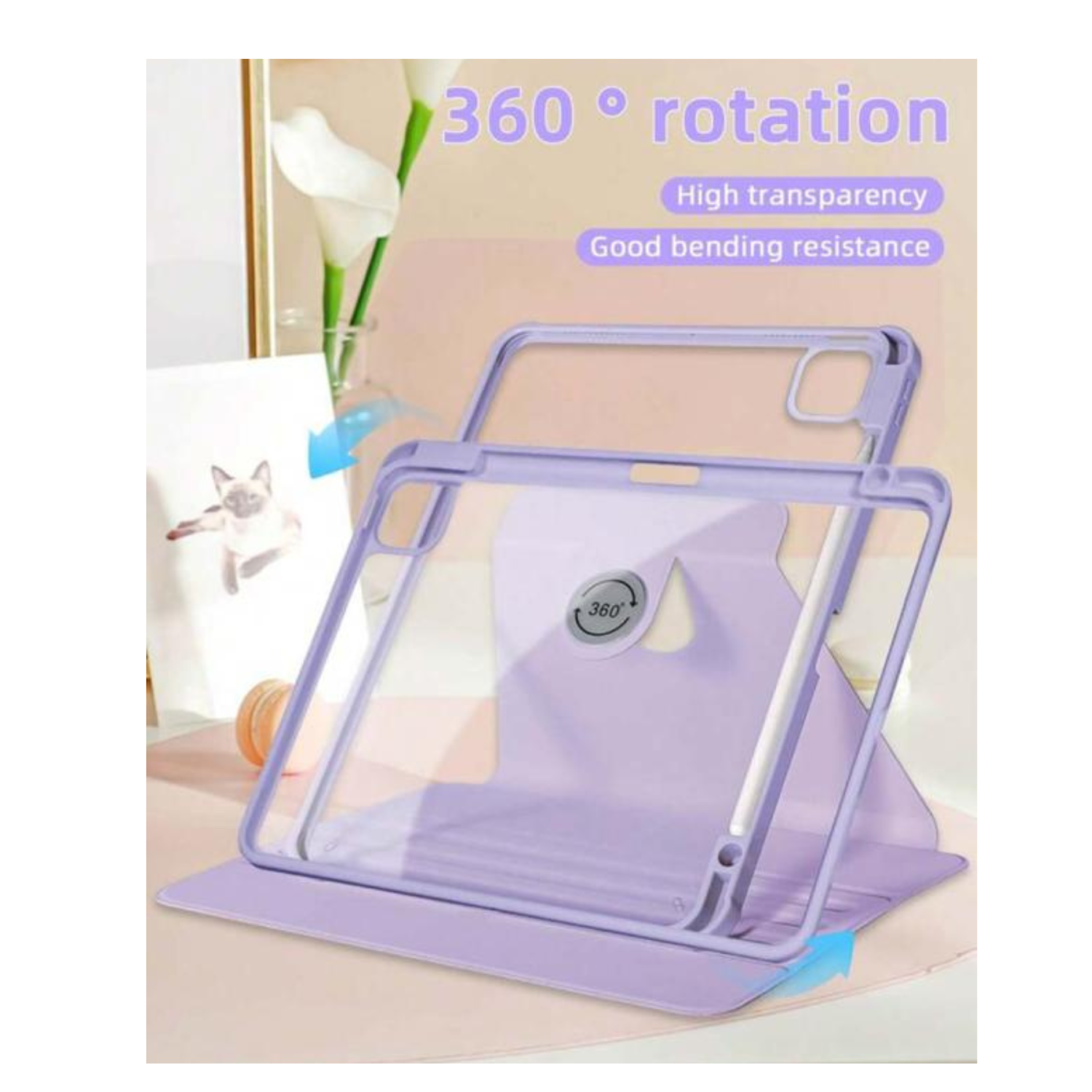 Carcasa Smart Cover Clear 360 Para iPad A16 11th Gene Lila-3