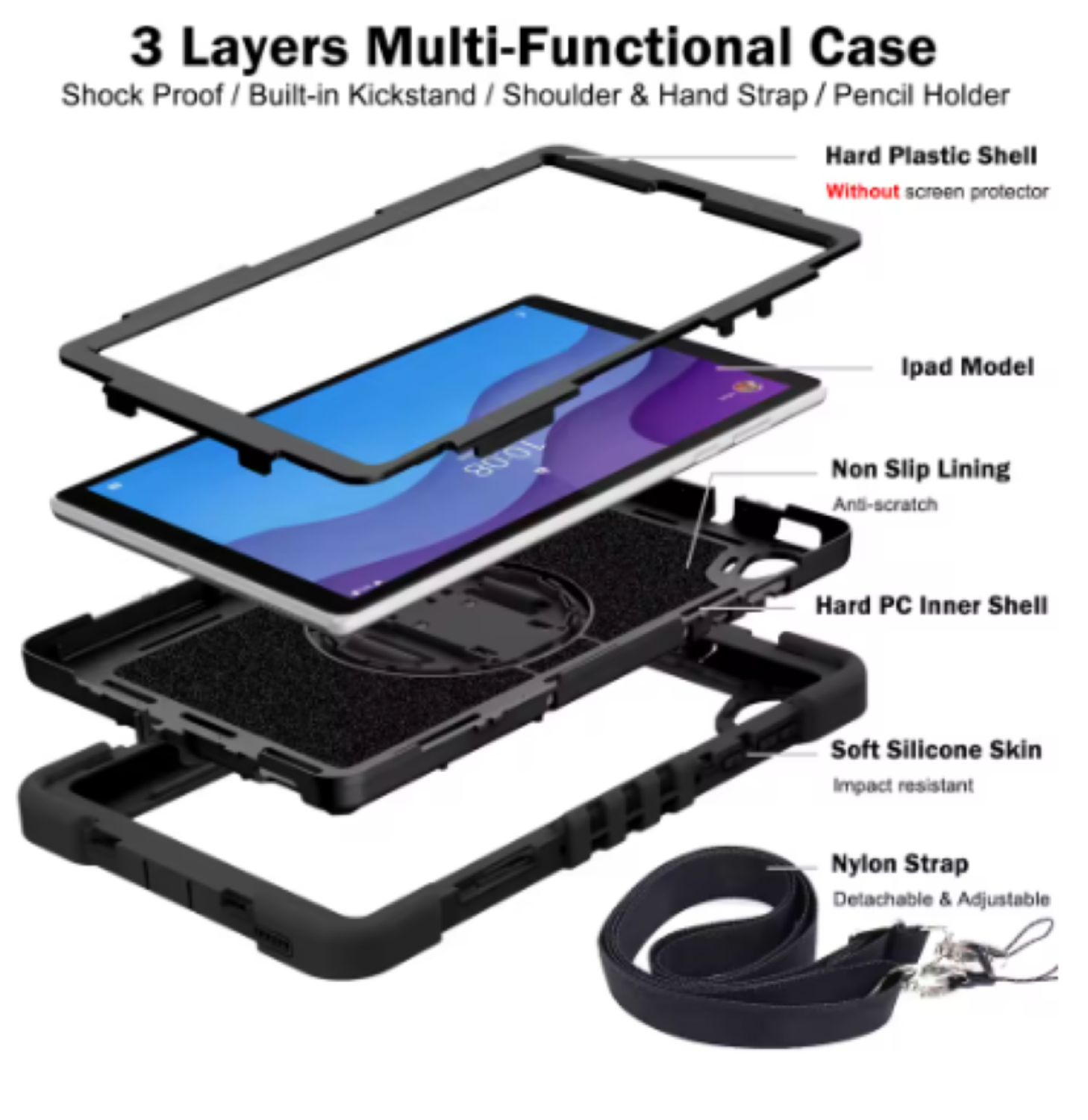 Funda Carcasa Antigolpes 360 Para iPad 10ma 10.9 Con Correa-2