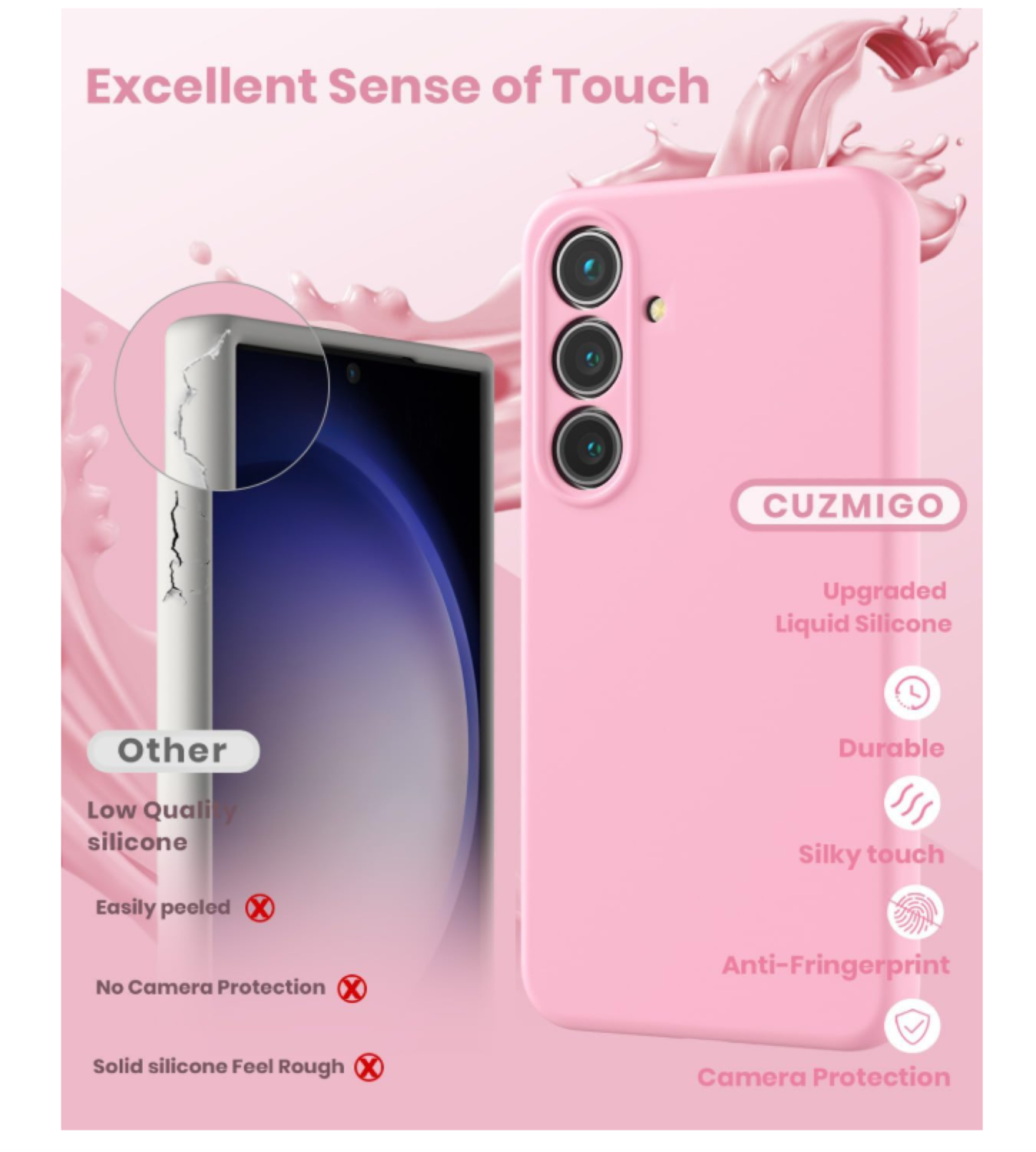 Carcasa Funda Para Samsung S26 Silicona Rosado-3