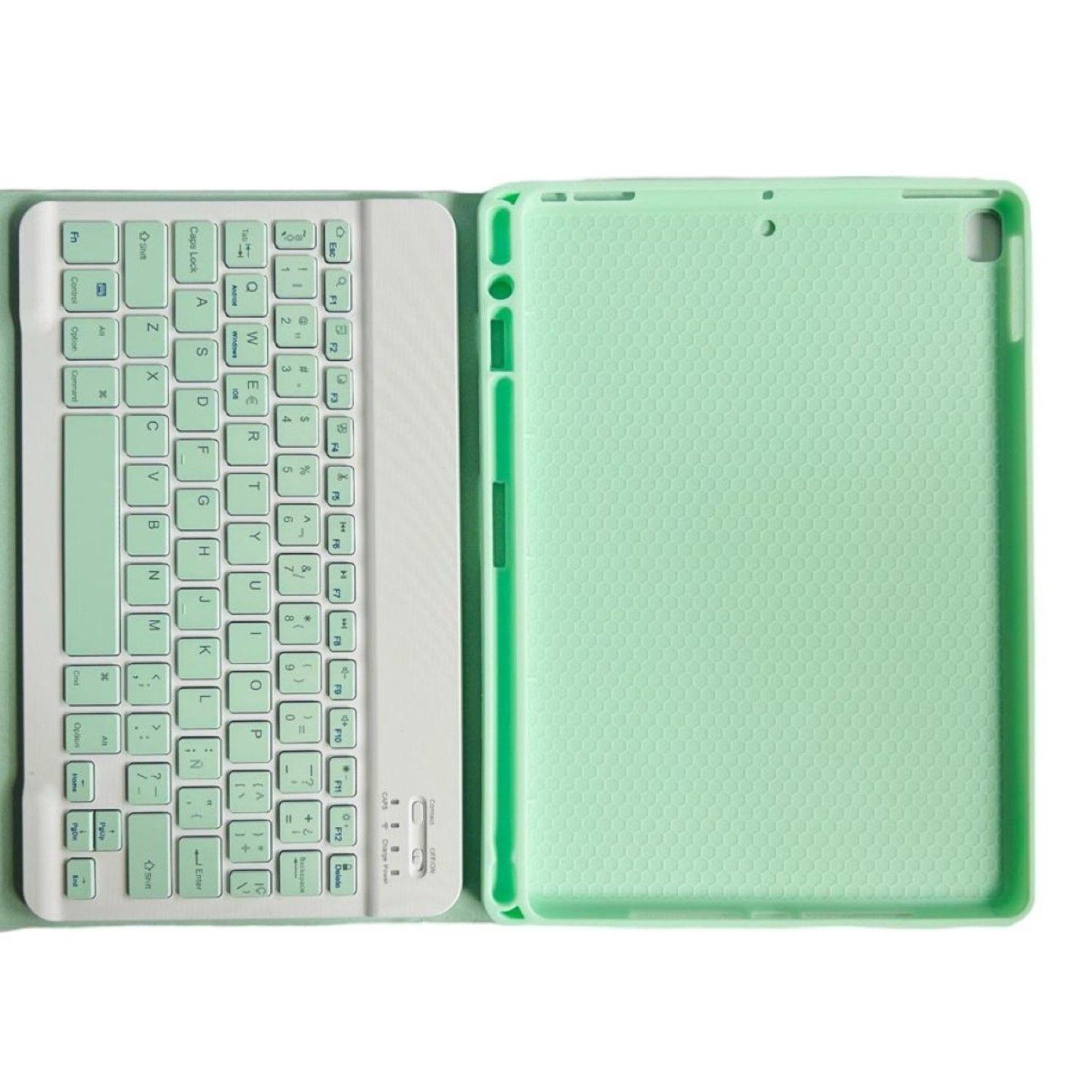 Funda Con Teclado Verde Para iPad 7ma/8va/9na 10.2 Español-4