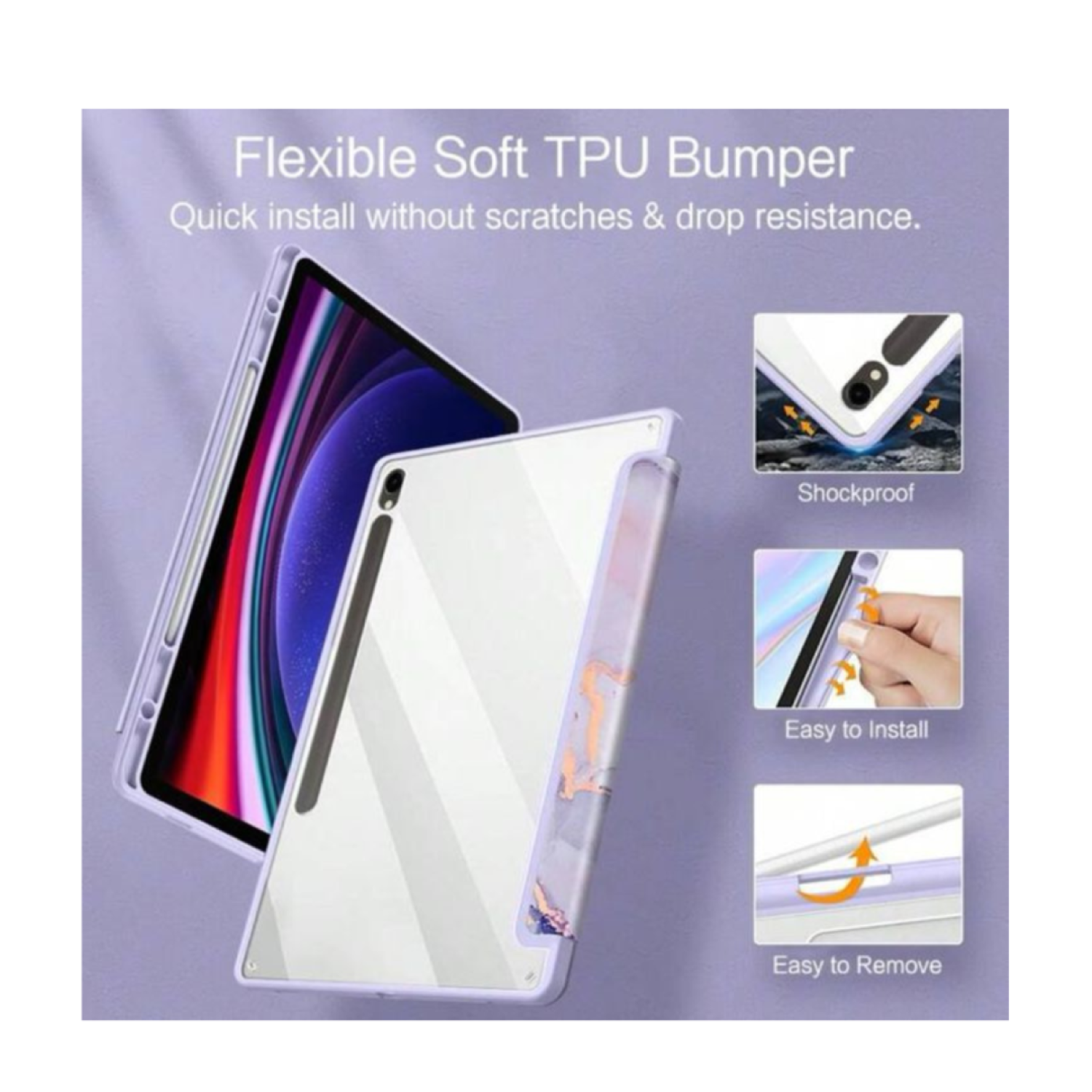 Funda Smart Cover Clear Mármol Compatible Con iPad 10ma Gene 10.9 Lila-3