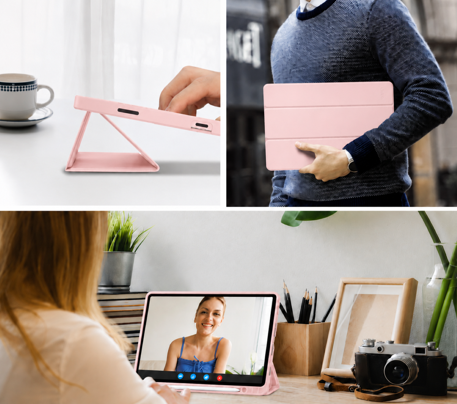 Carcasa Smart Cover Ranura Para Tablet Samsung S11 11 Rosado-5
