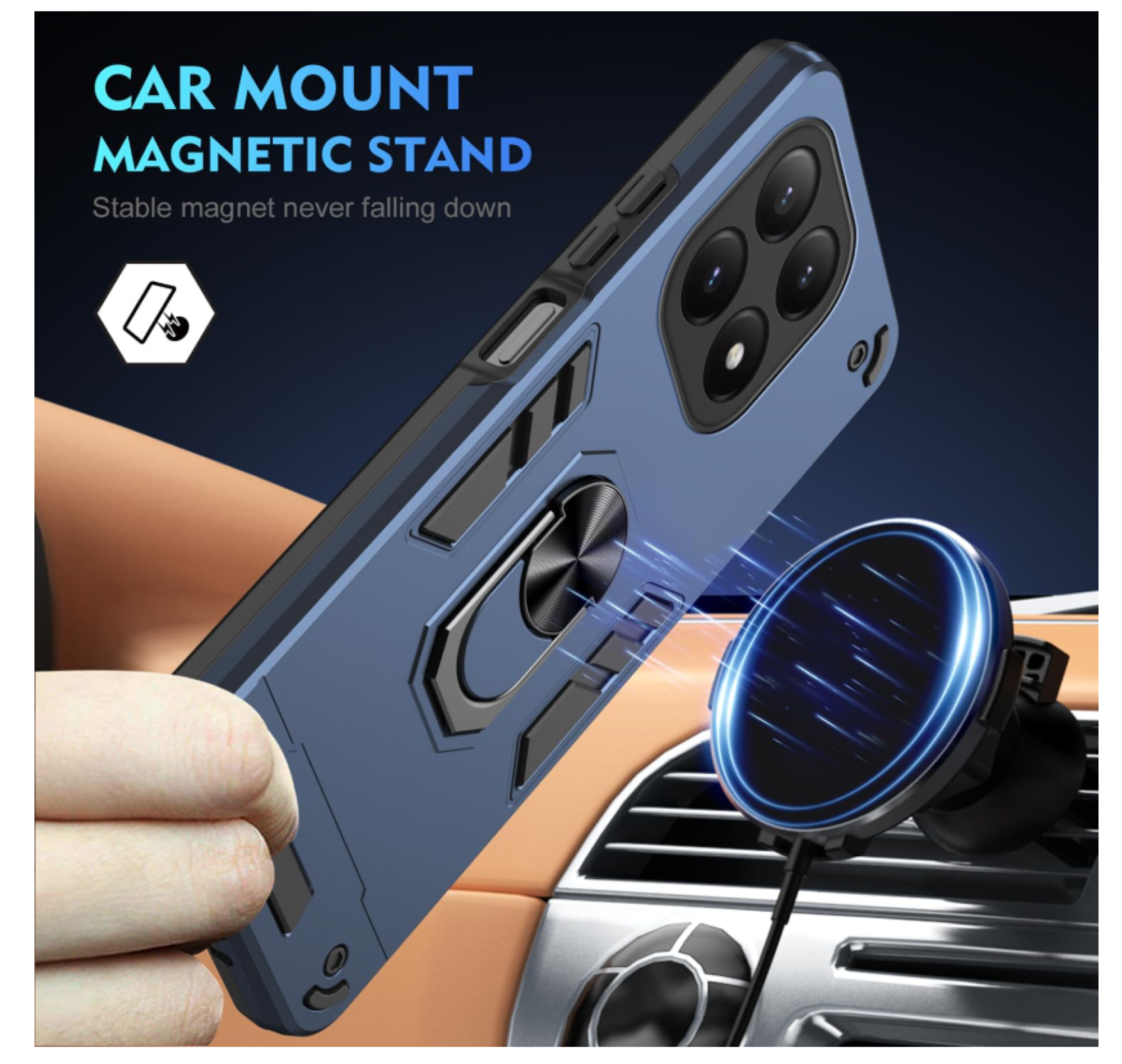 Carcasa Para Honor Magic7 Lite Anti Golpes Anillo Azul-3