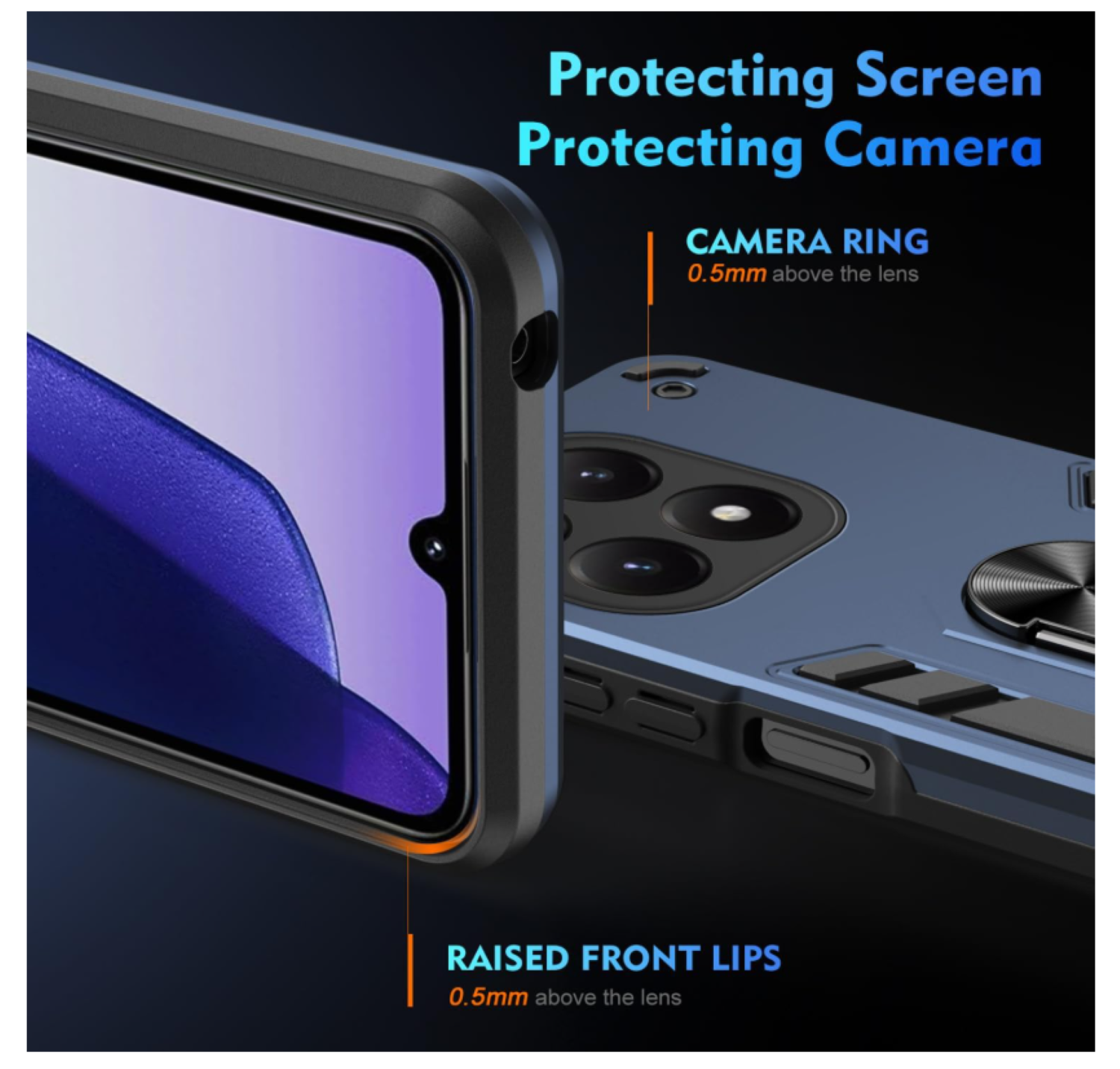 Carcasa Para Honor Magic7 Lite Anti Golpes Anillo Azul-4