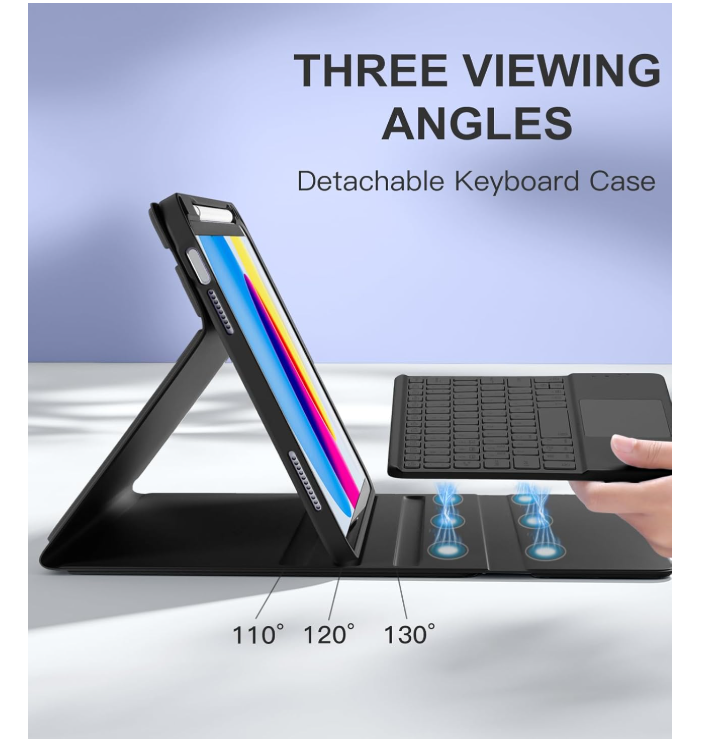 Funda Con Teclado Negro Para iPad A16 11th Gene Touchpad-4