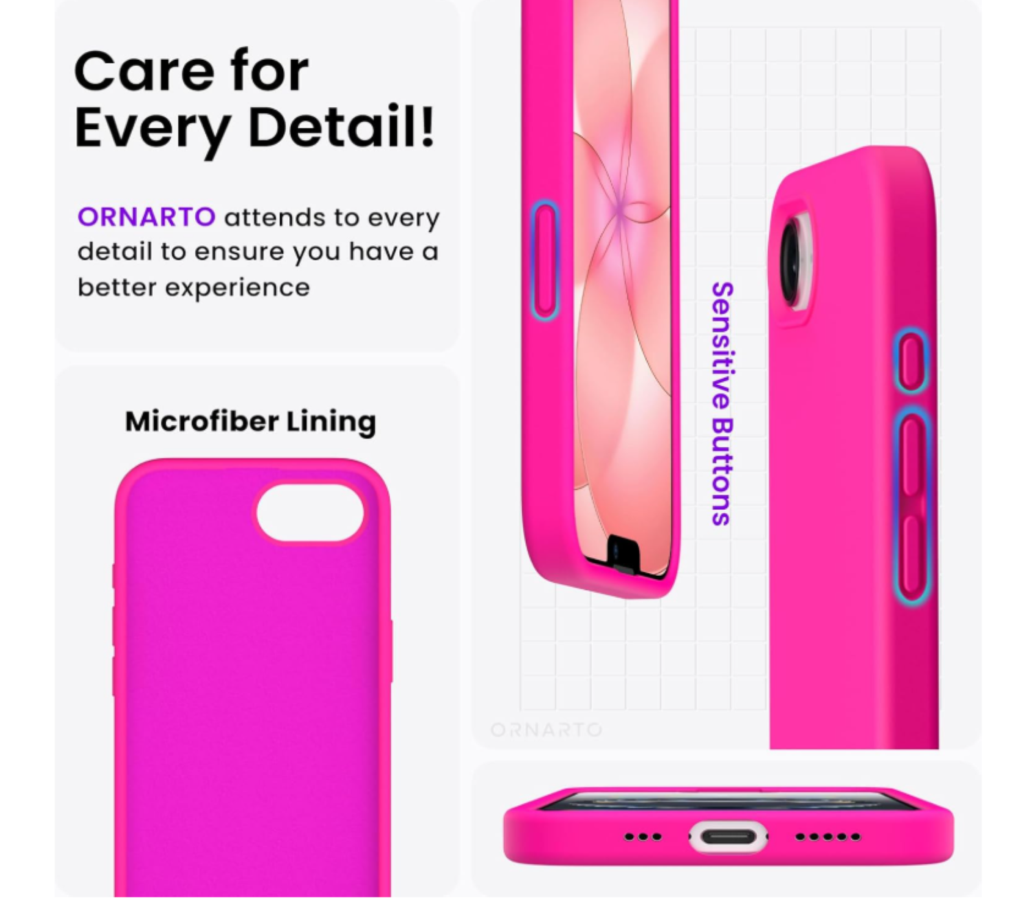 Carcasa Funda Para iPhone 16e/ 17e Silicona Fucsia-2
