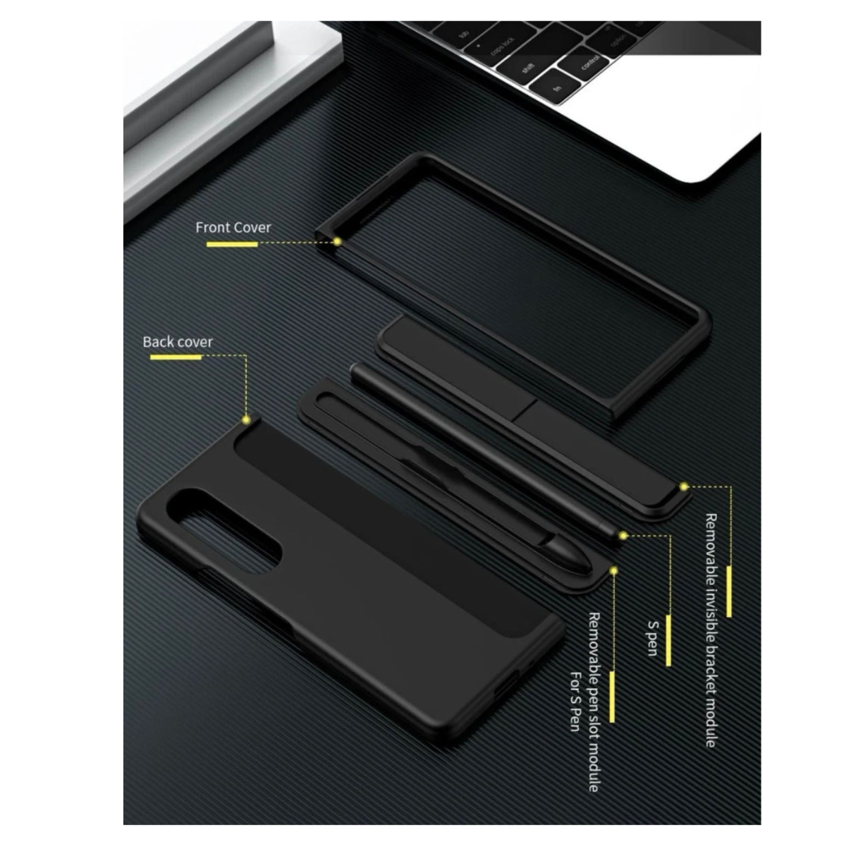Carcasa Plegable Para Samsung Galaxy Z Fold 5 Con Porta Lápiz-7