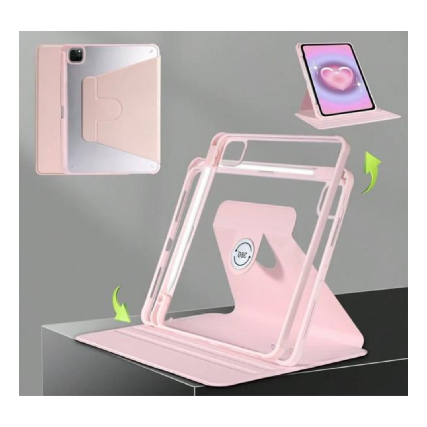 Carcasa Smart Cover Clear 360 Para iPad Pro 11 M5 2025 Rosado-3