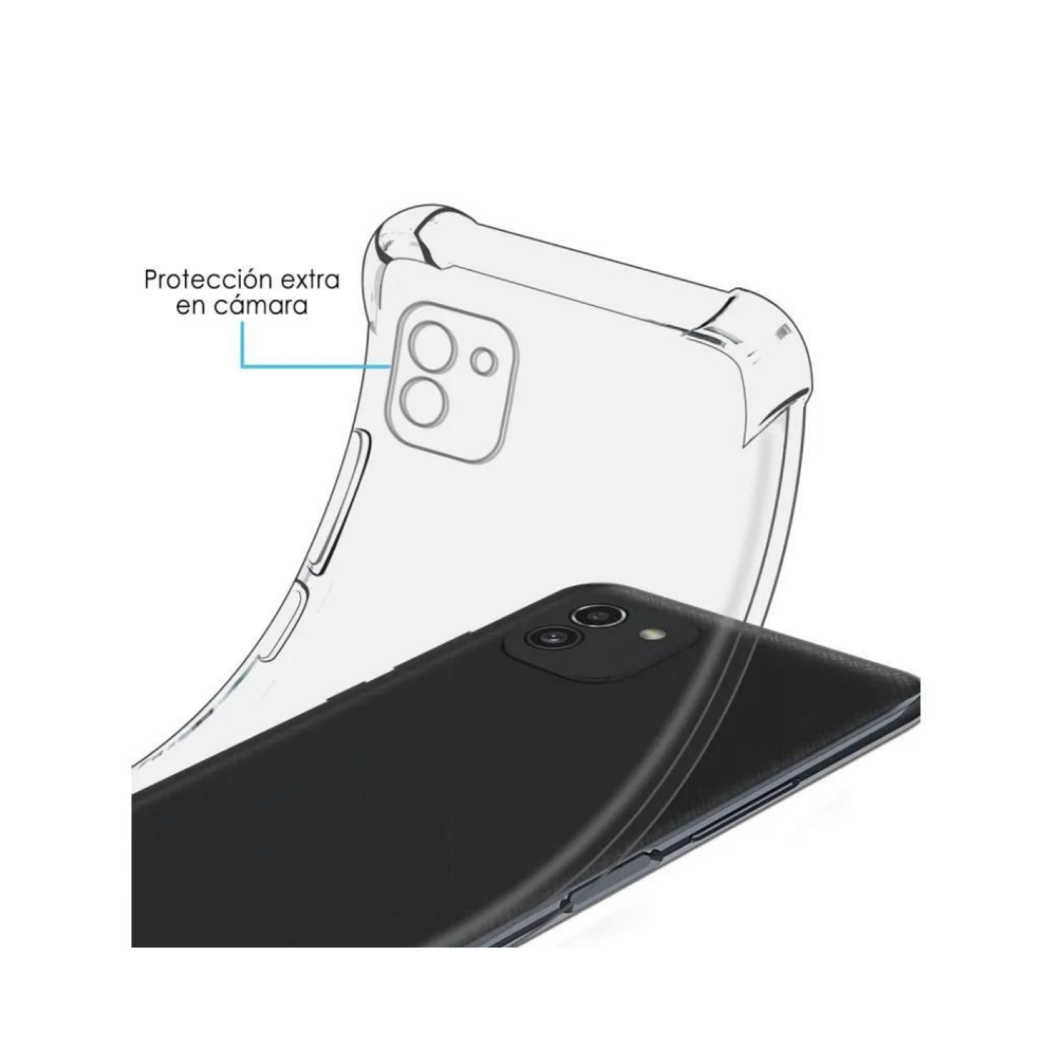 Carcasa Para Samsung A03 Normal Transparente Reforzada-2