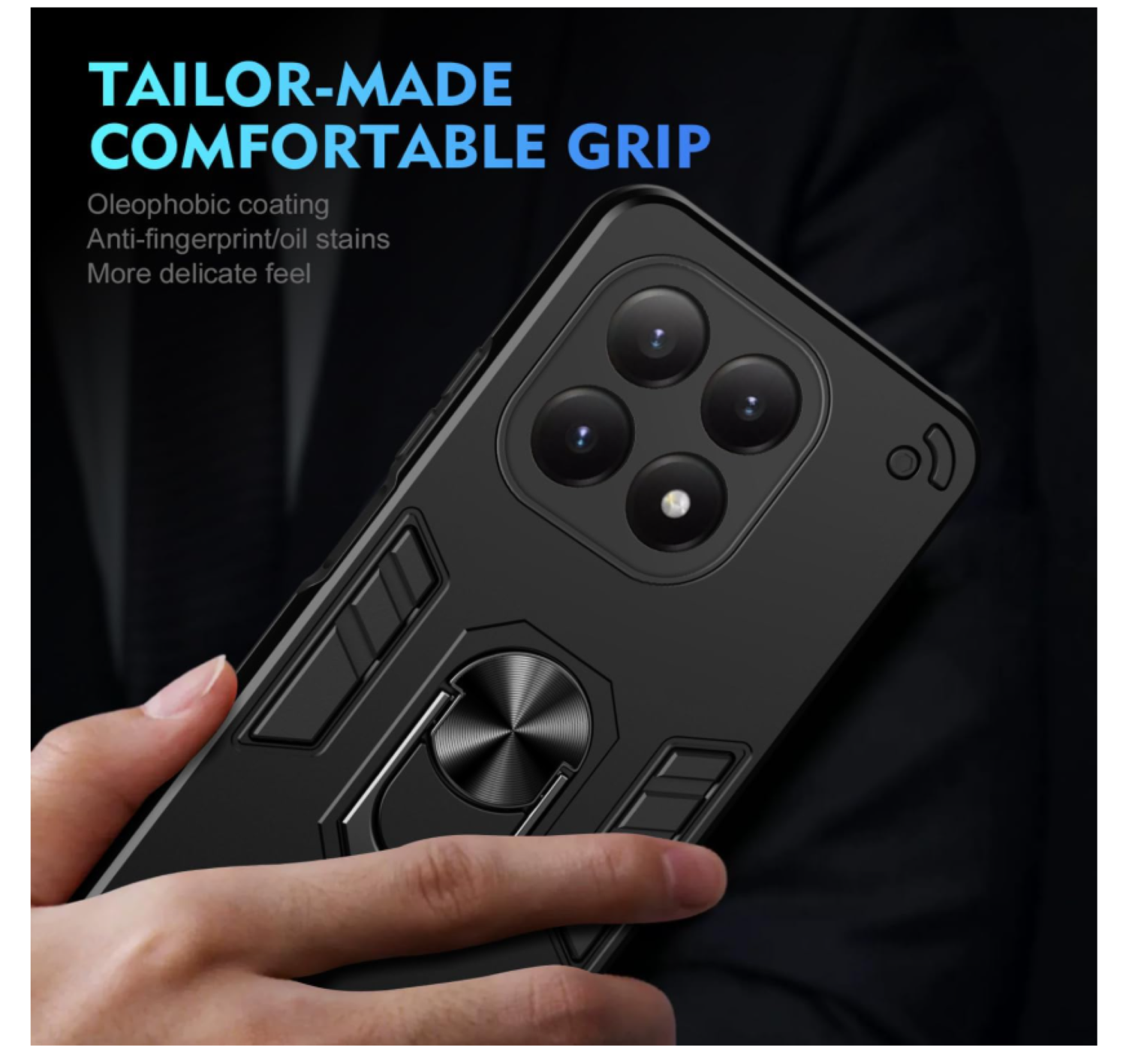 Carcasa Compatible Con Honor Magic8 Lite Anti Golpes Anillo Negro-2